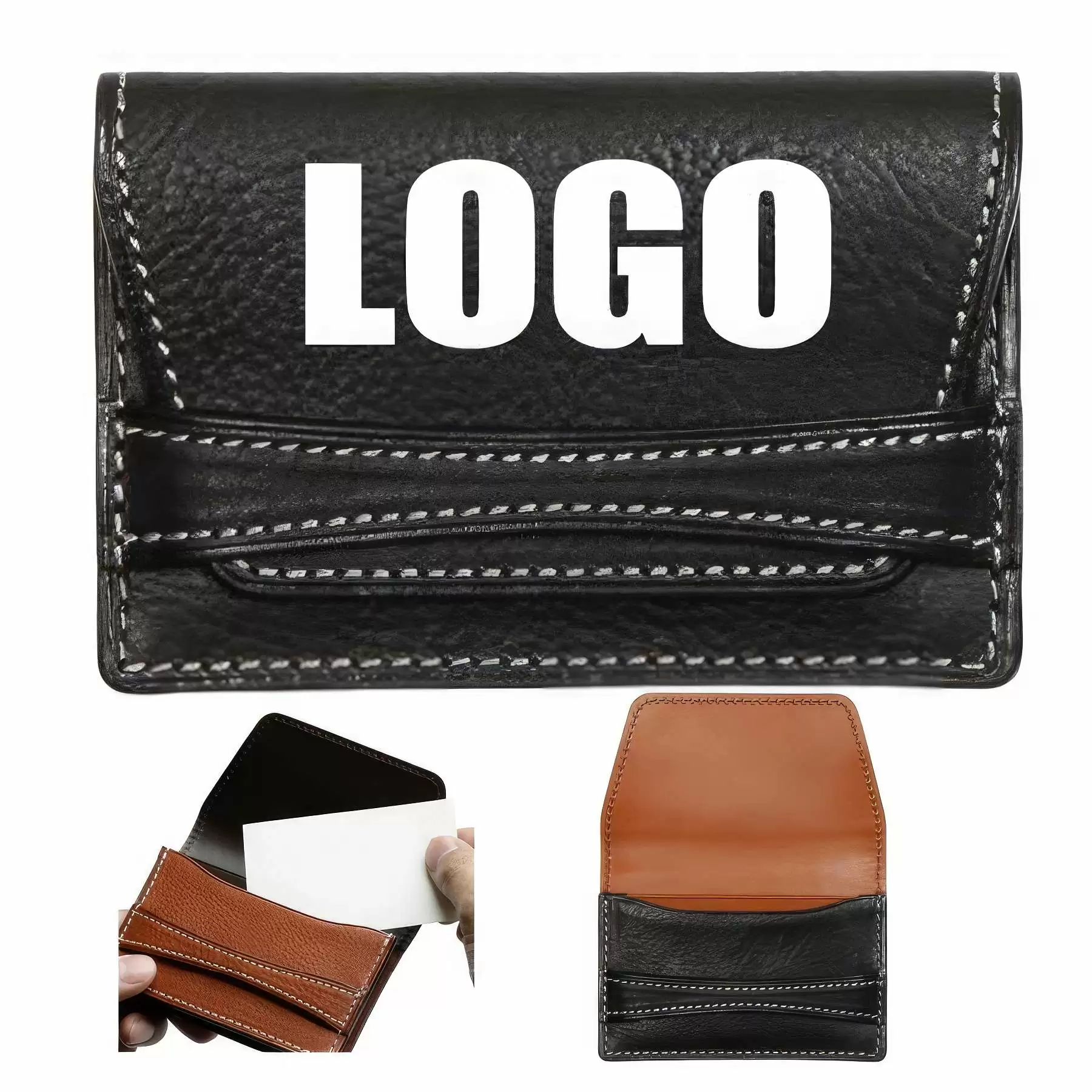 PU Leather Credit Card Case & School Office ID Badge Pouch