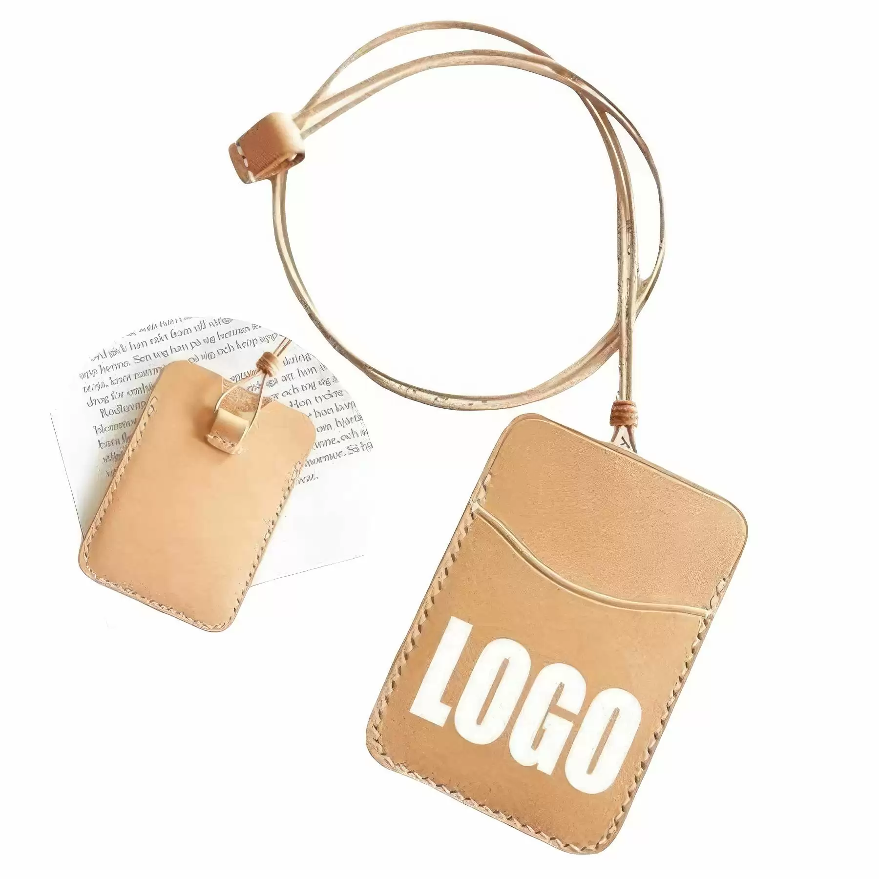 Genuine Leather Lanyard Card Holder Name Badge Case