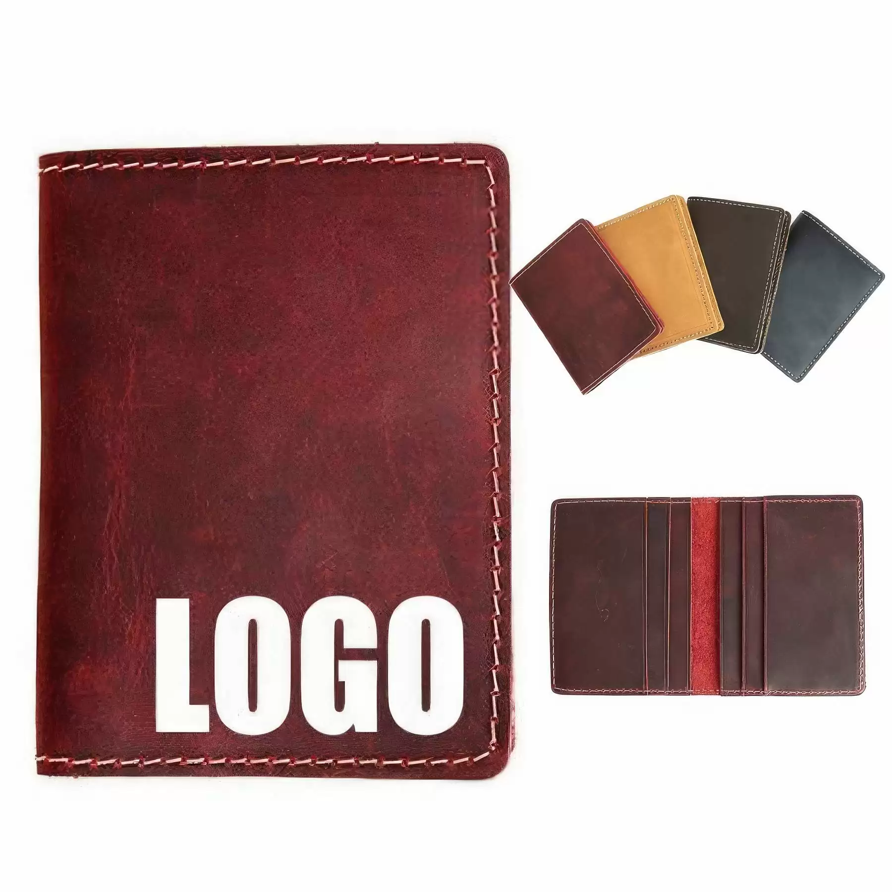 Genuine Leather Credit Card & ID Badge Pouch Case Bag