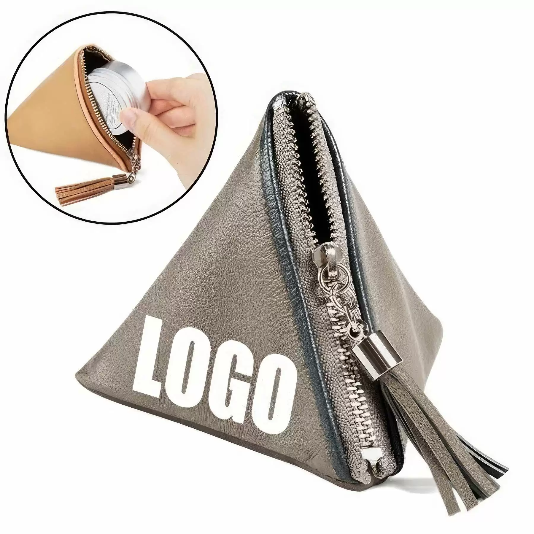 PU Leather Cable Earbud Travel Pouch & Key Coin Bag