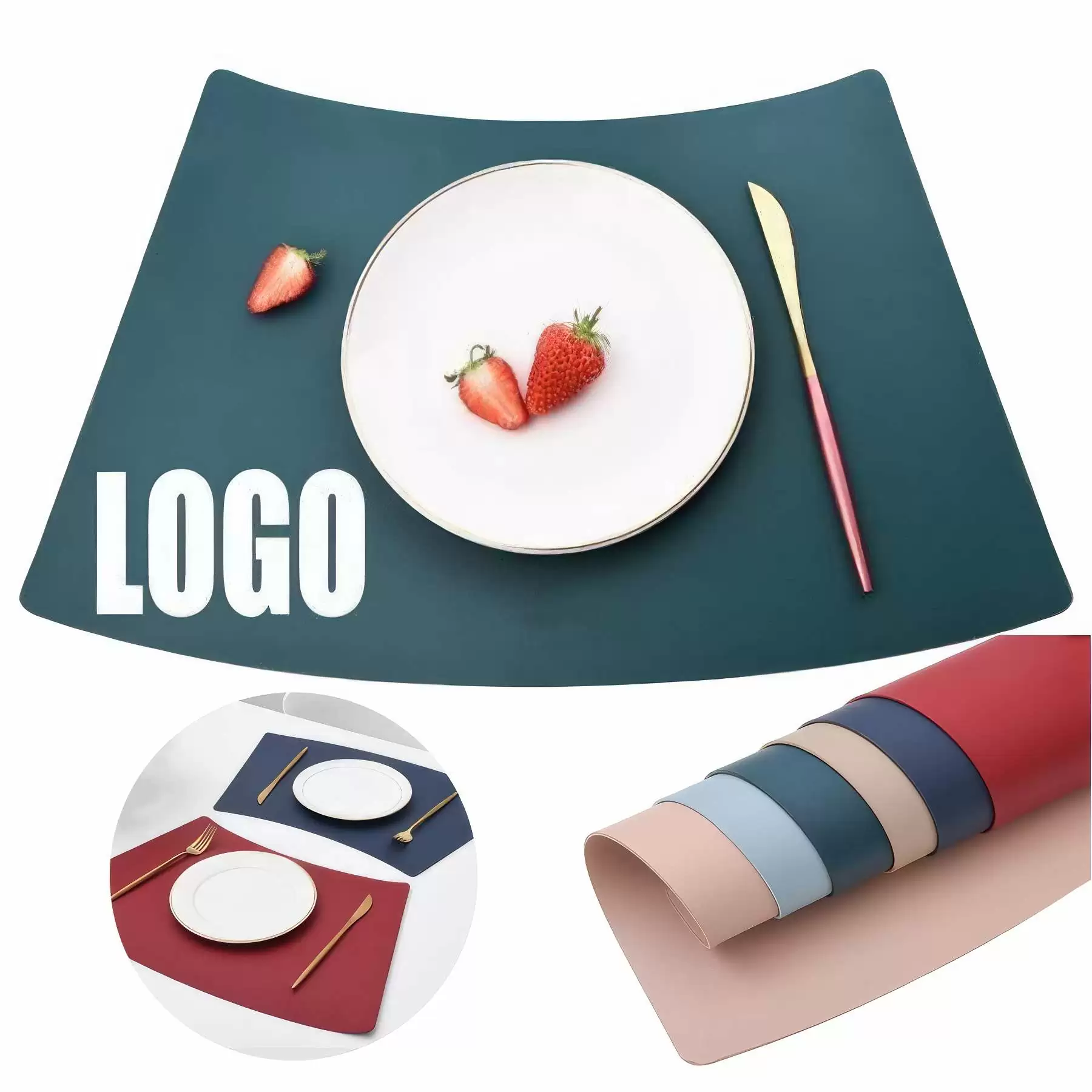 Fan-Shaped PU Leather Table Placemat & Dining Meal Pad