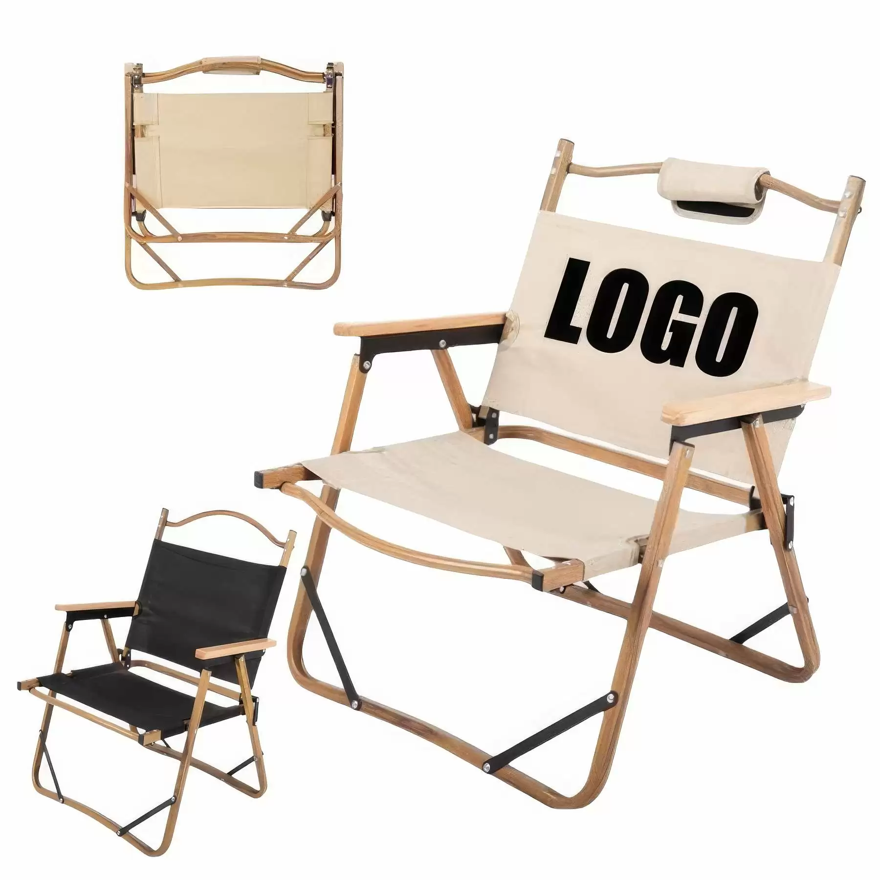Foldable Outdoor Camping Beach & Director Chair - Iron Parts：Large