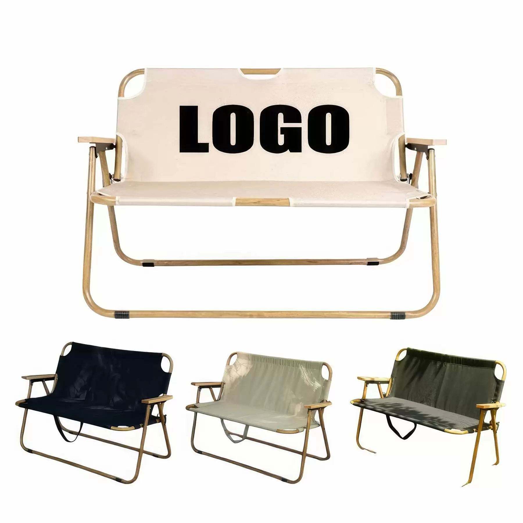 Foldable Outdoor Camping Beach Bench & BBQ Double Chair