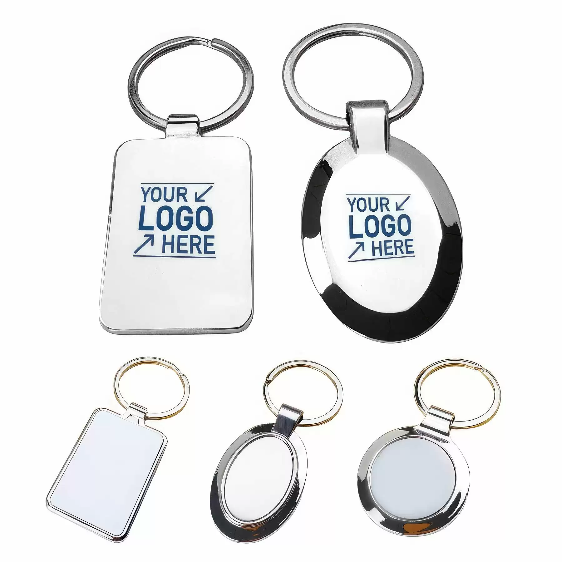 Metal Custom Logo Keychain with Rings