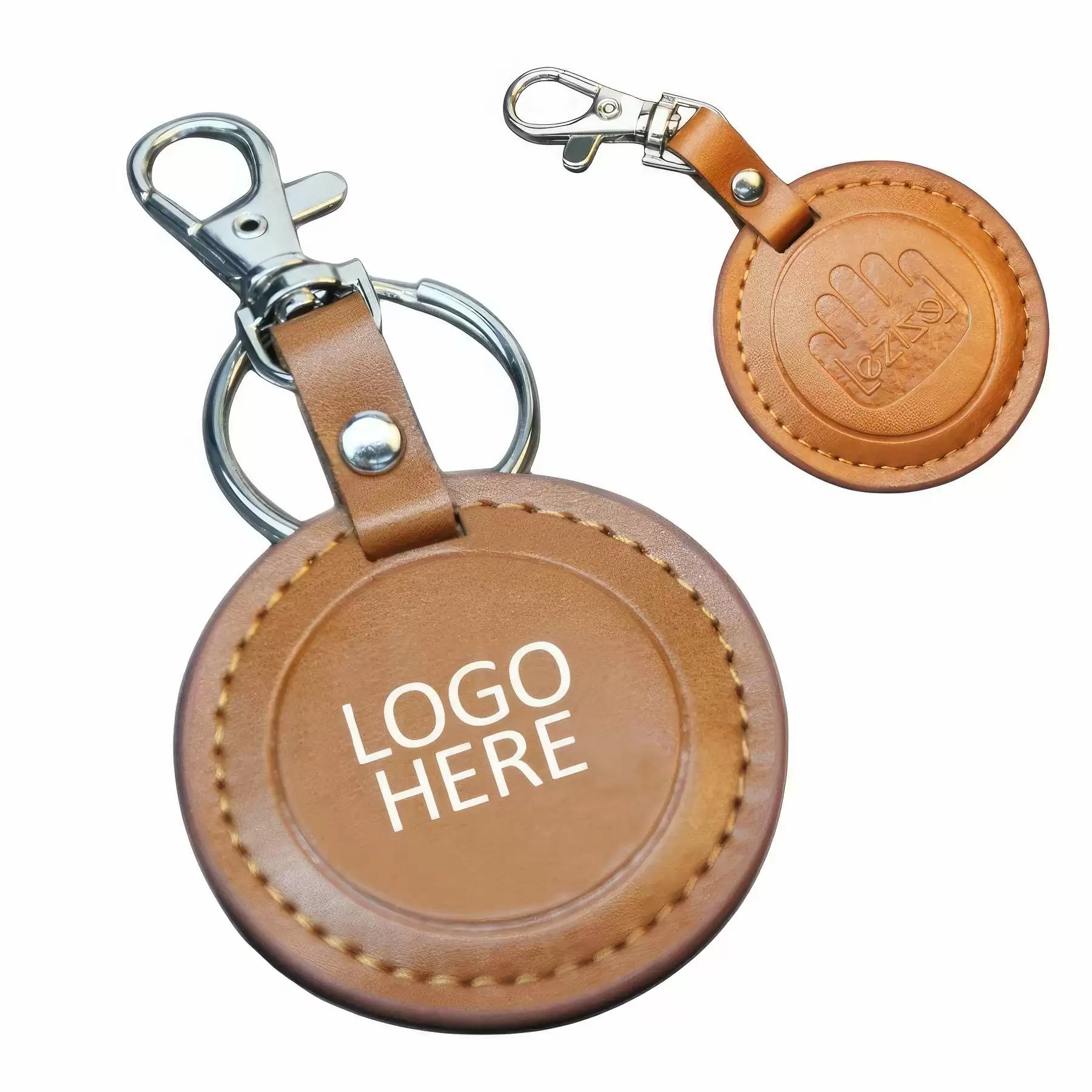Round Leather Key Chains & Car Keychain