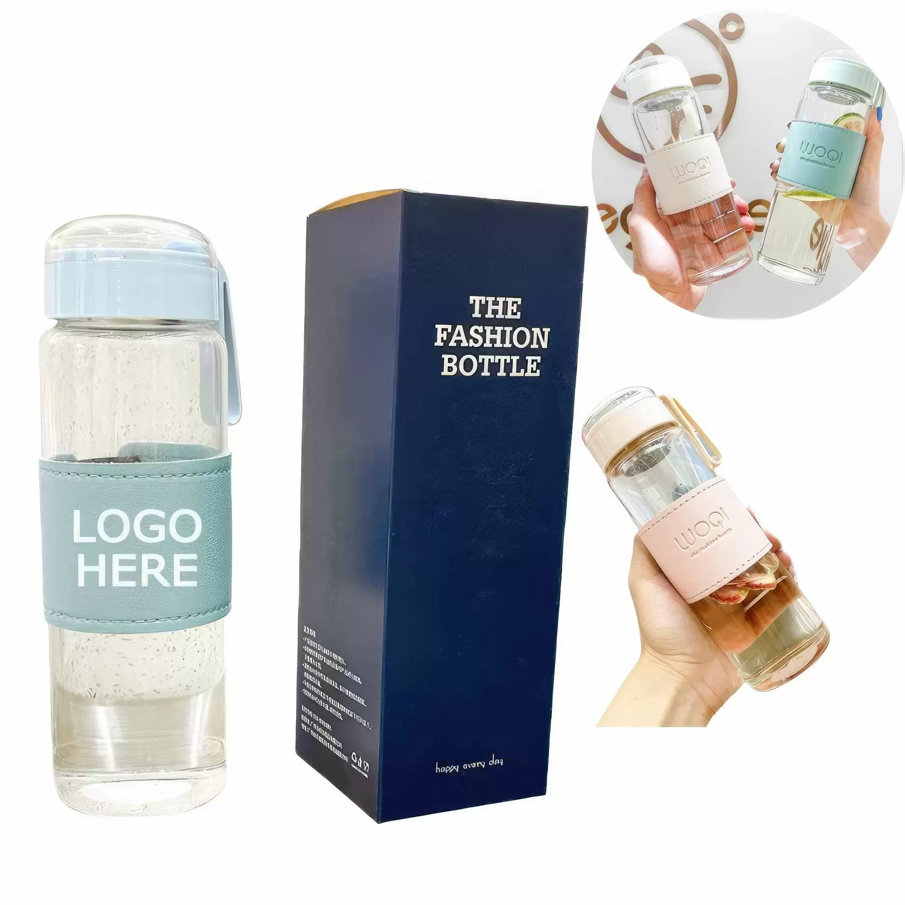 Eco Friendly Insulated water glass bottle With Sleeve