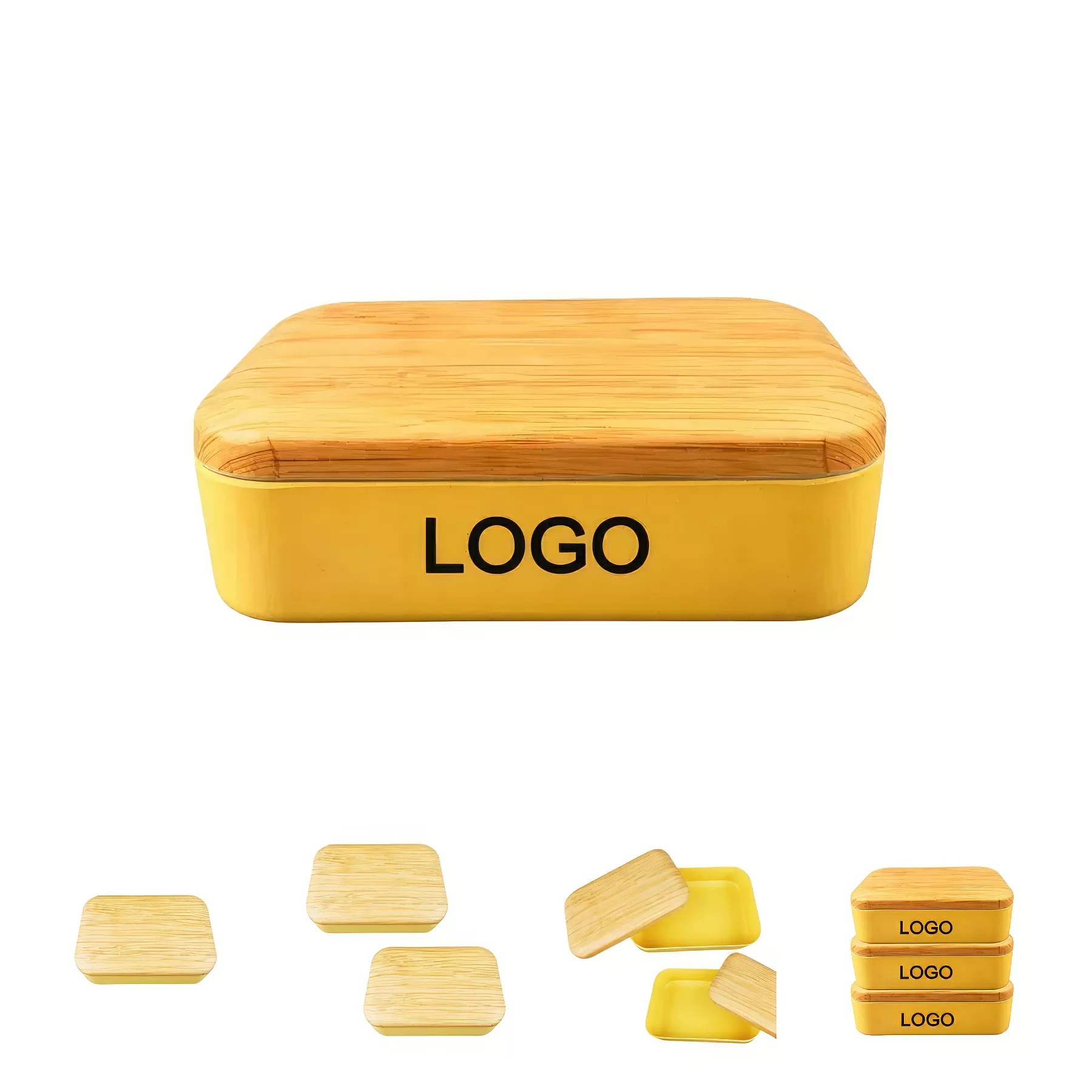 37 OZ Plastic Lunch Container with Wooden Lid