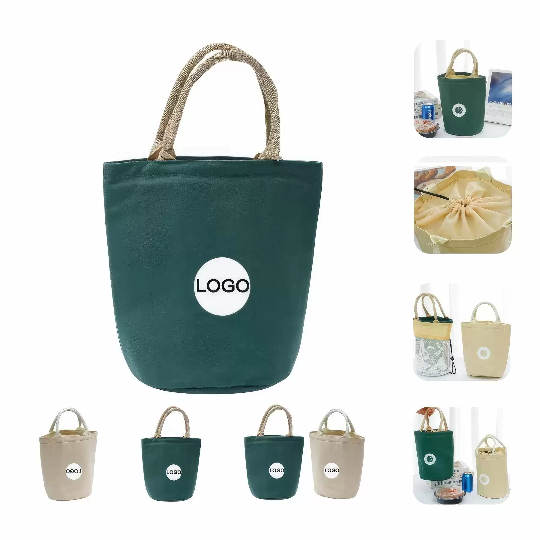 25 OZ Drawstring Lunch Bag for Work Picnic Hiking Beach