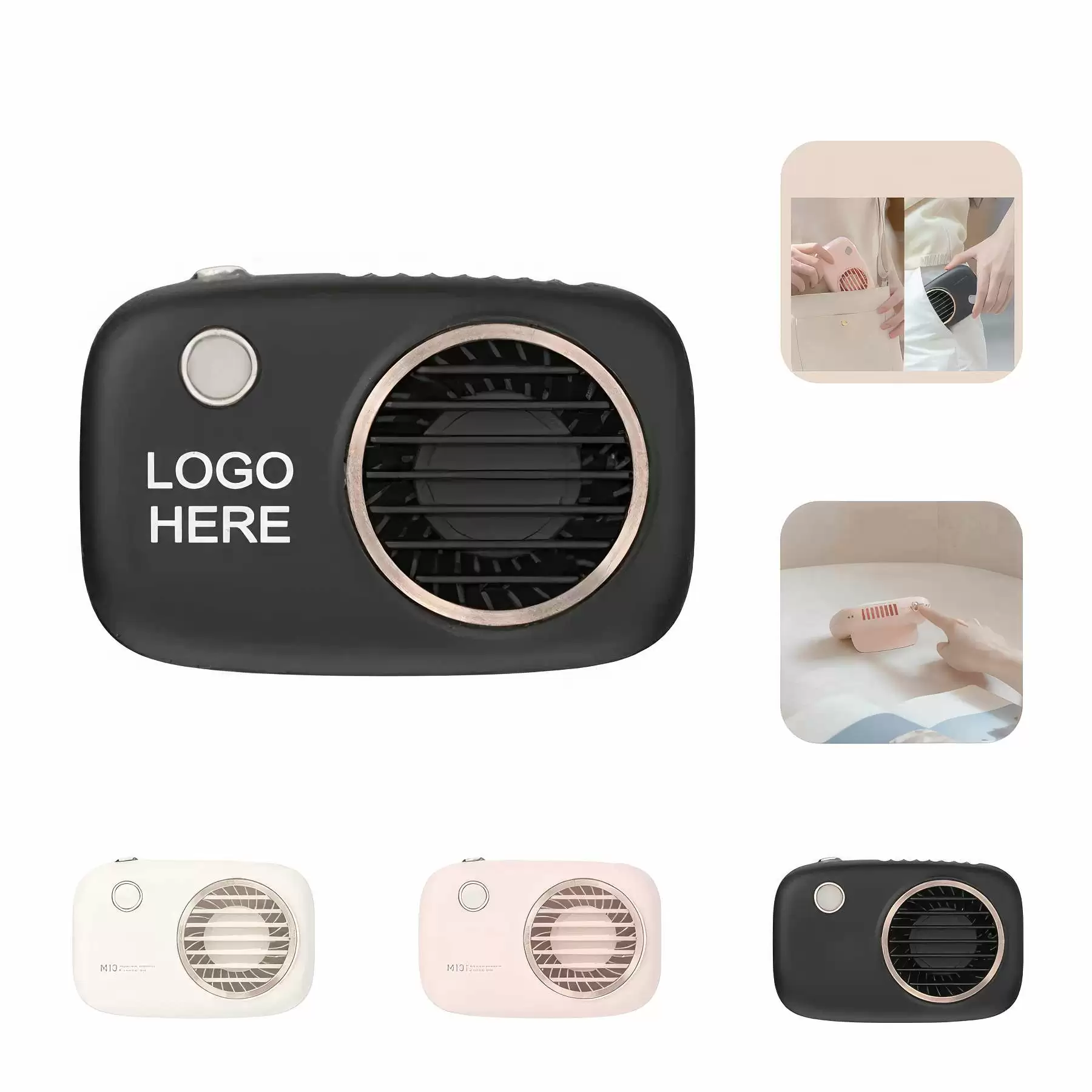 3-Speed Portable NeckFan with Adjustable Lanyard and Bracket