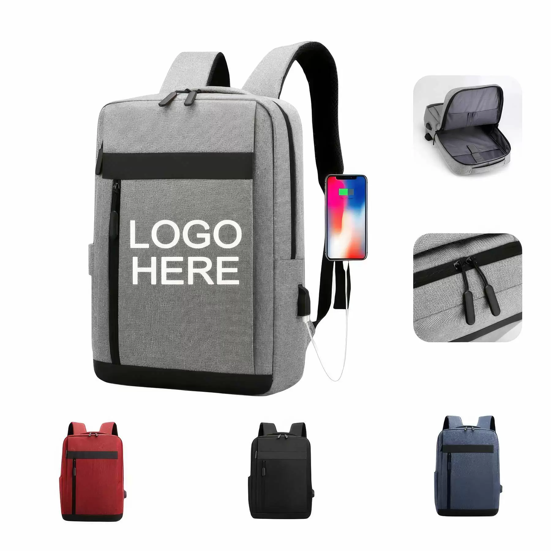 Large Capacity College School Bag with USB Charging Port