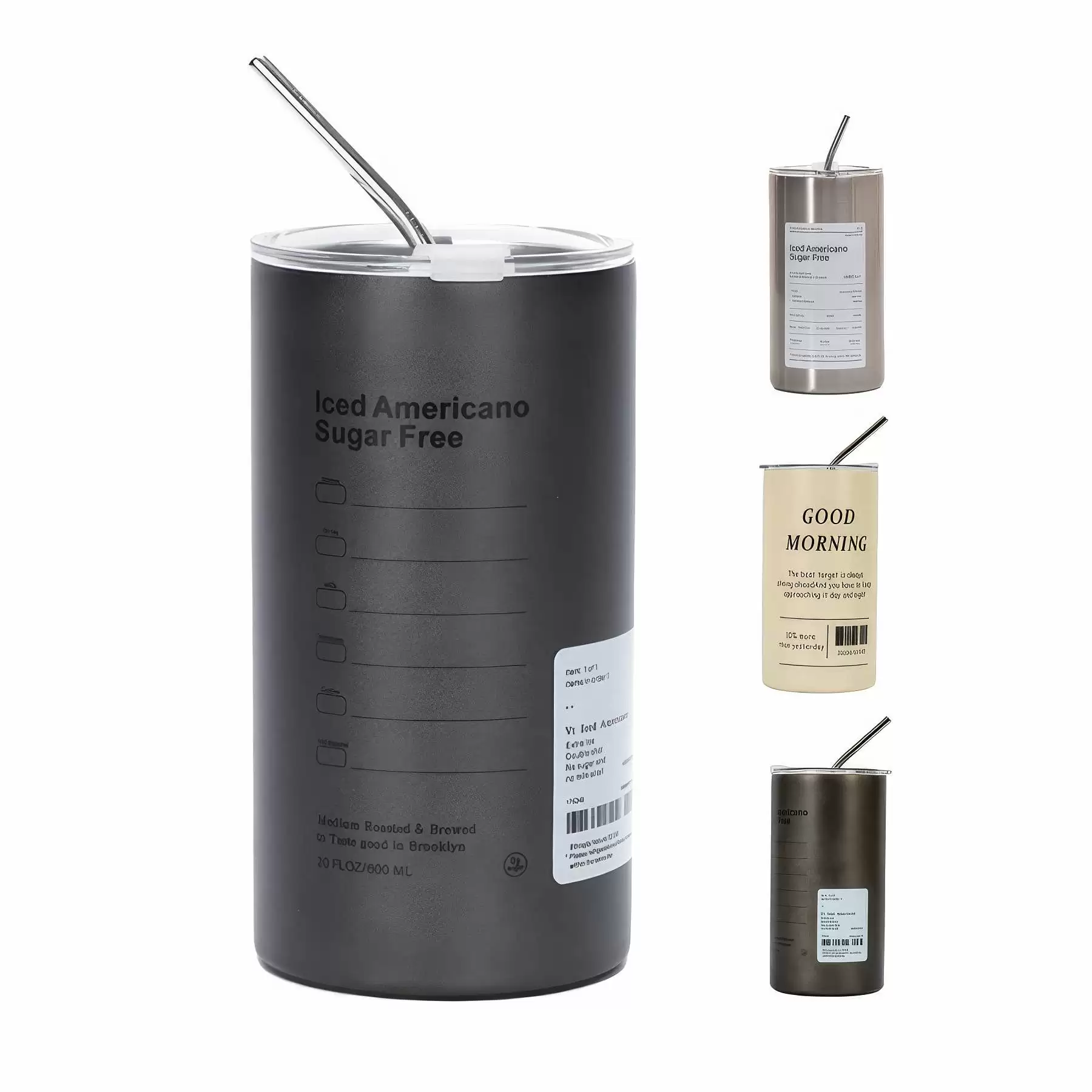 Custom 20 oz Stainless Steel Coffee Mug with Lid and Straw