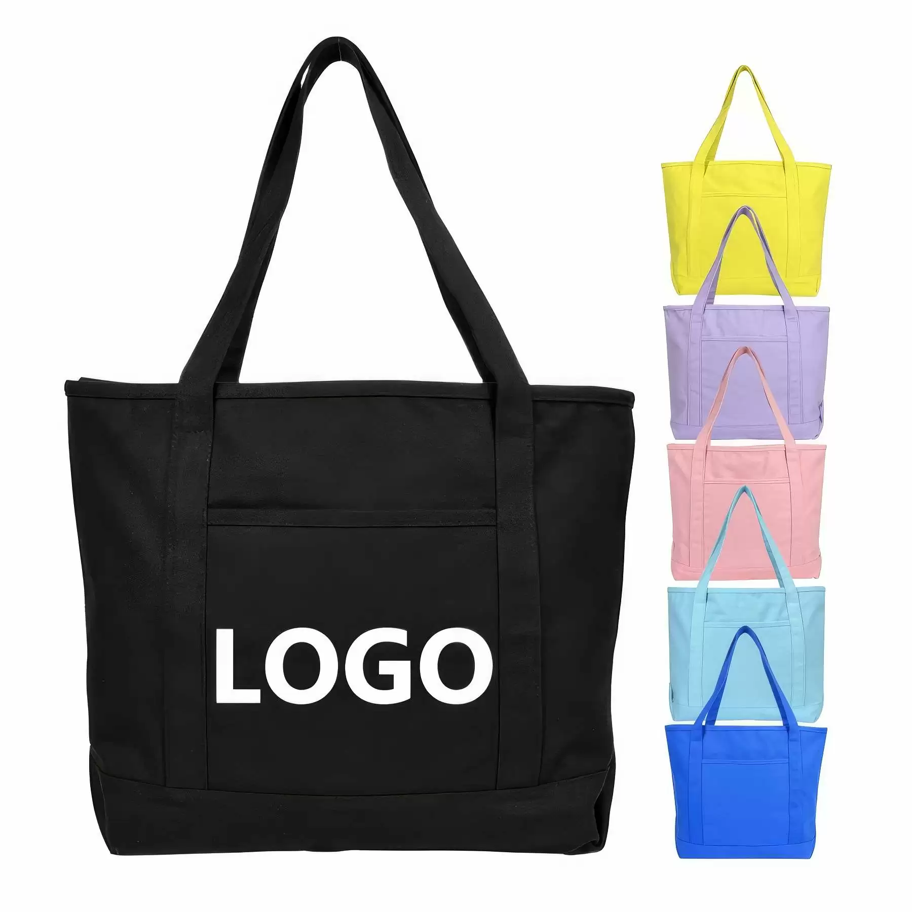 Large Colorful Cotton Canvas Tote Bag