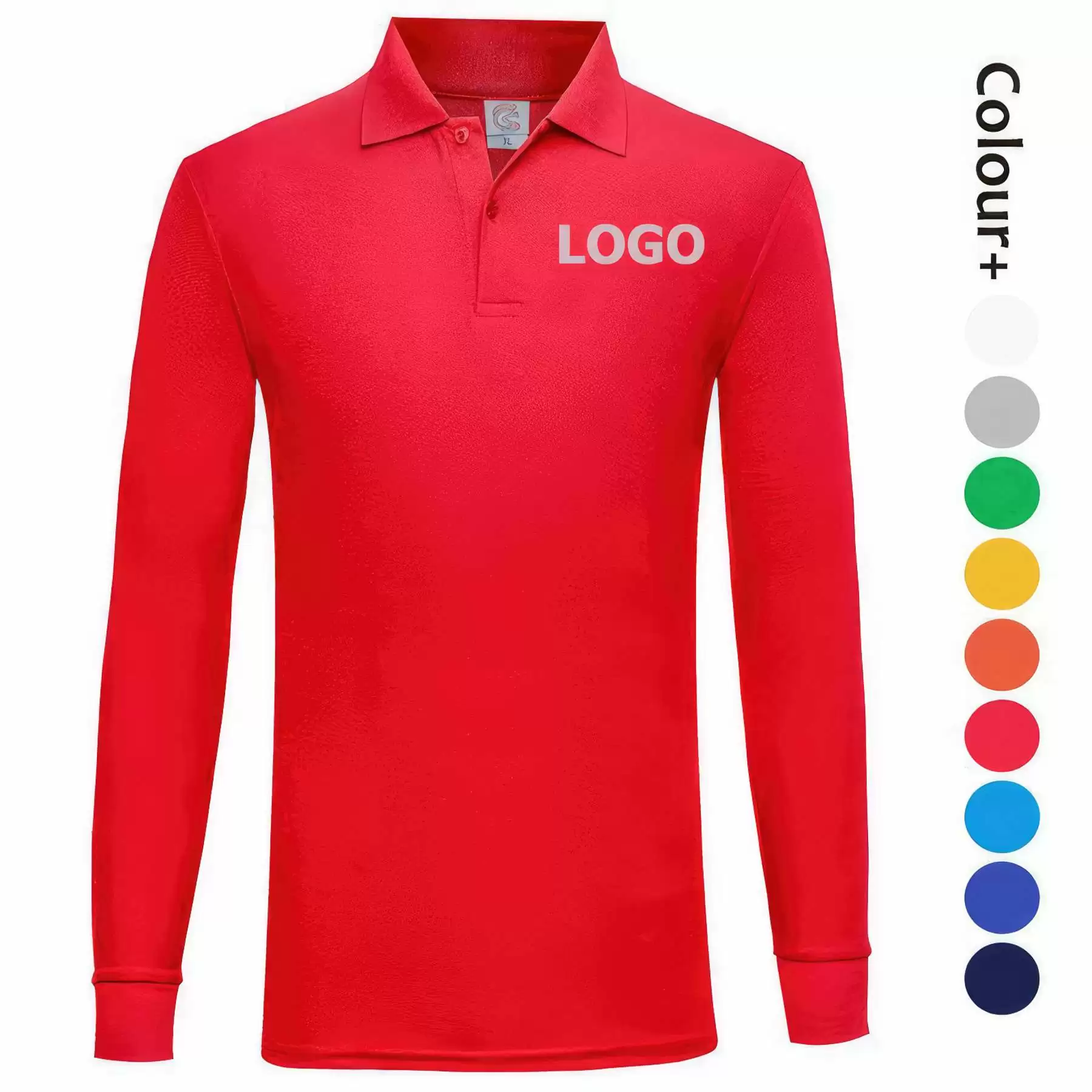 Custom Men's Long Sleeve Polo Shirts Regular-Fit Cotton