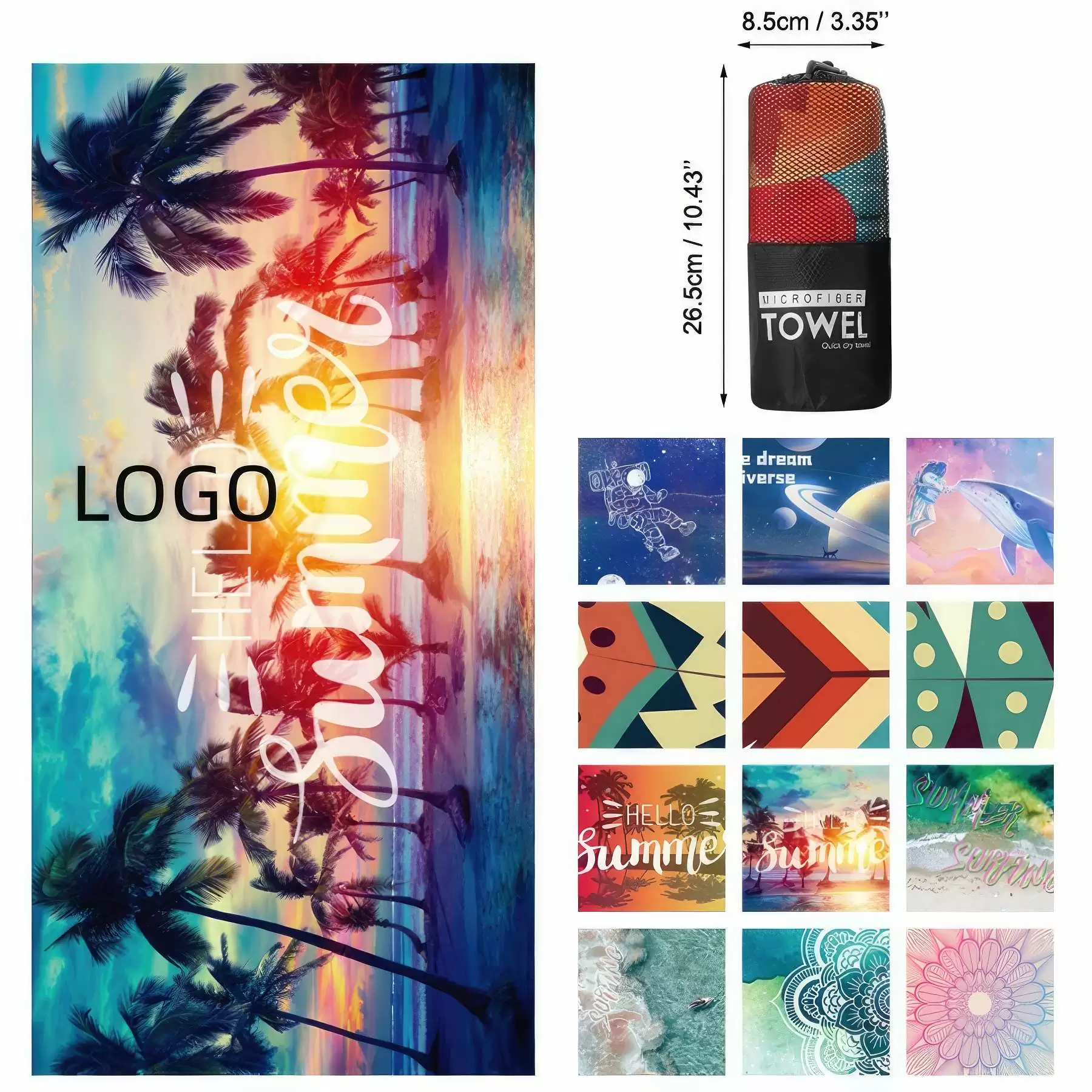 Quick Dry Microfiber Beach Towel - 31.5'' x 63''