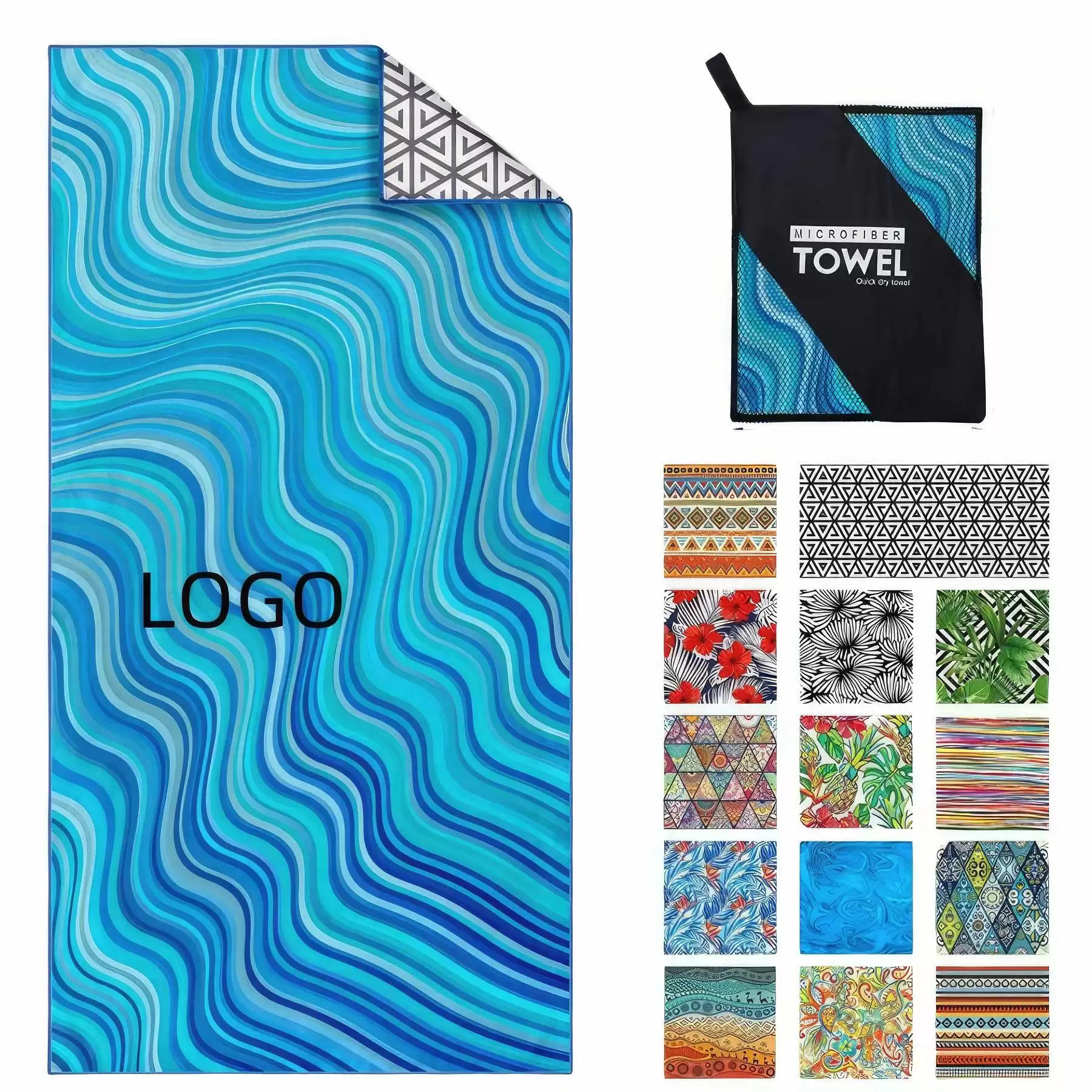 Sublimated Microfiber Beach Towel - 31.5'' x 63''