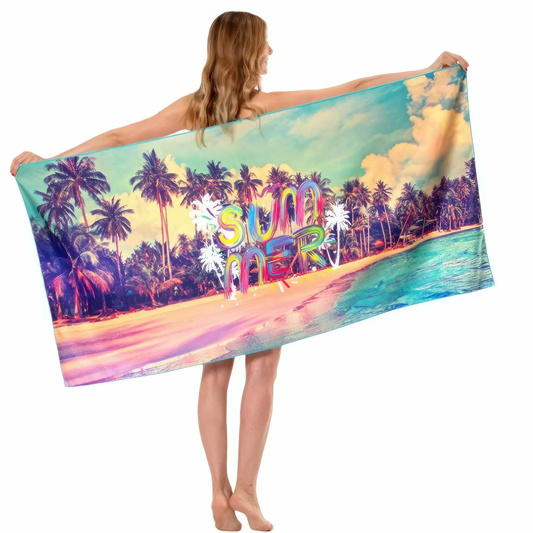 Custom Printed Microfiber Beach Towel - 31.5'' x 63'' - Image 2
