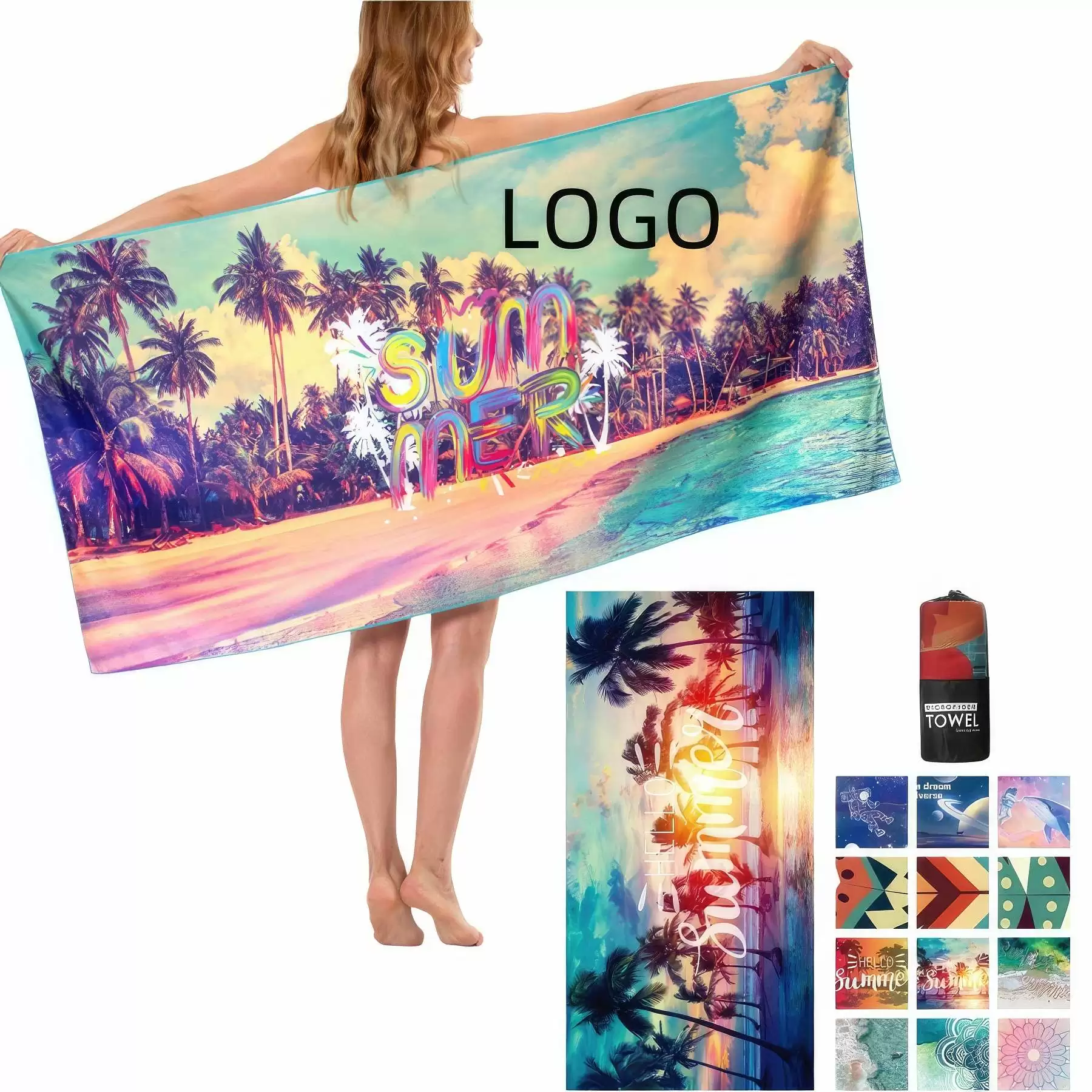 Custom Printed Microfiber Beach Towel - 31.5'' x 63''