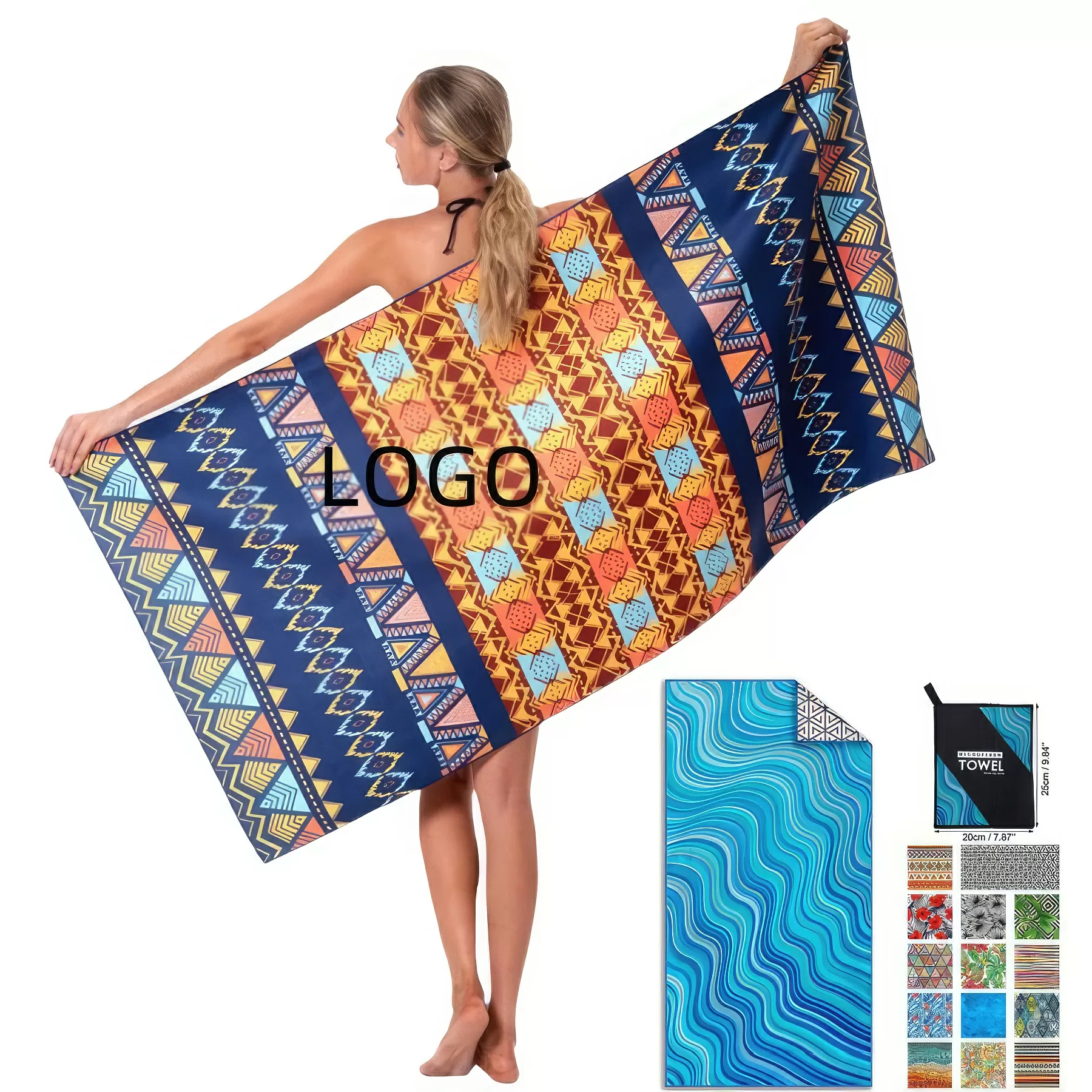 Custom Printed Sand Free Beach Towel - 31.5'' x 63''