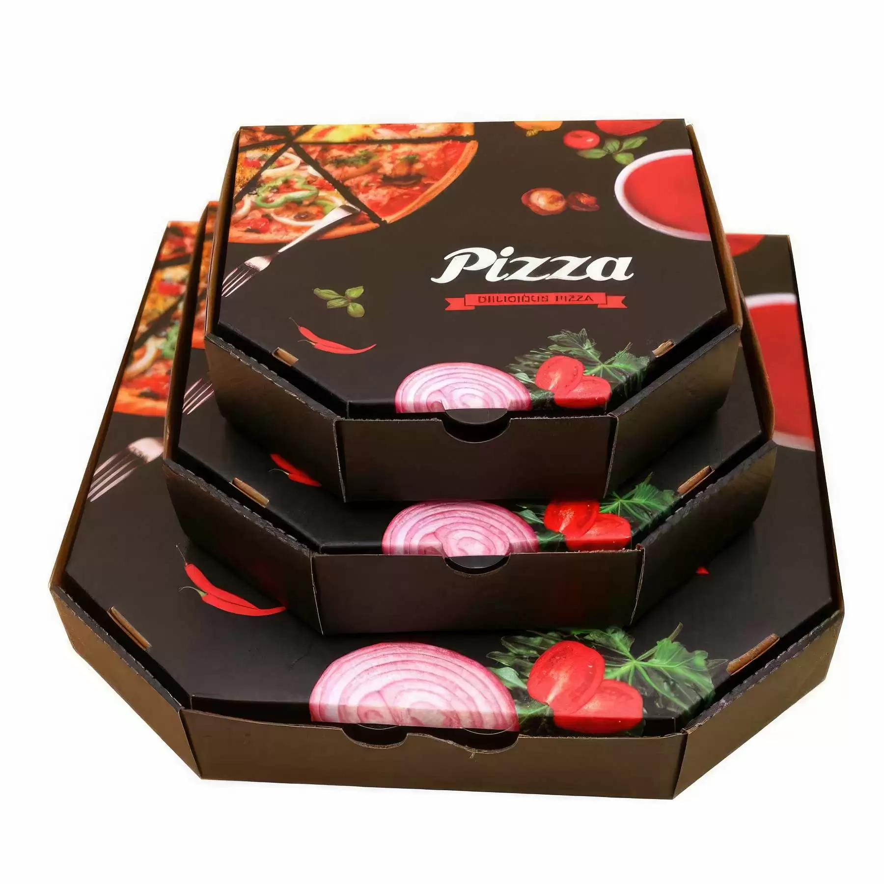 Custom Black Hexagon Pizza Box - Image 2