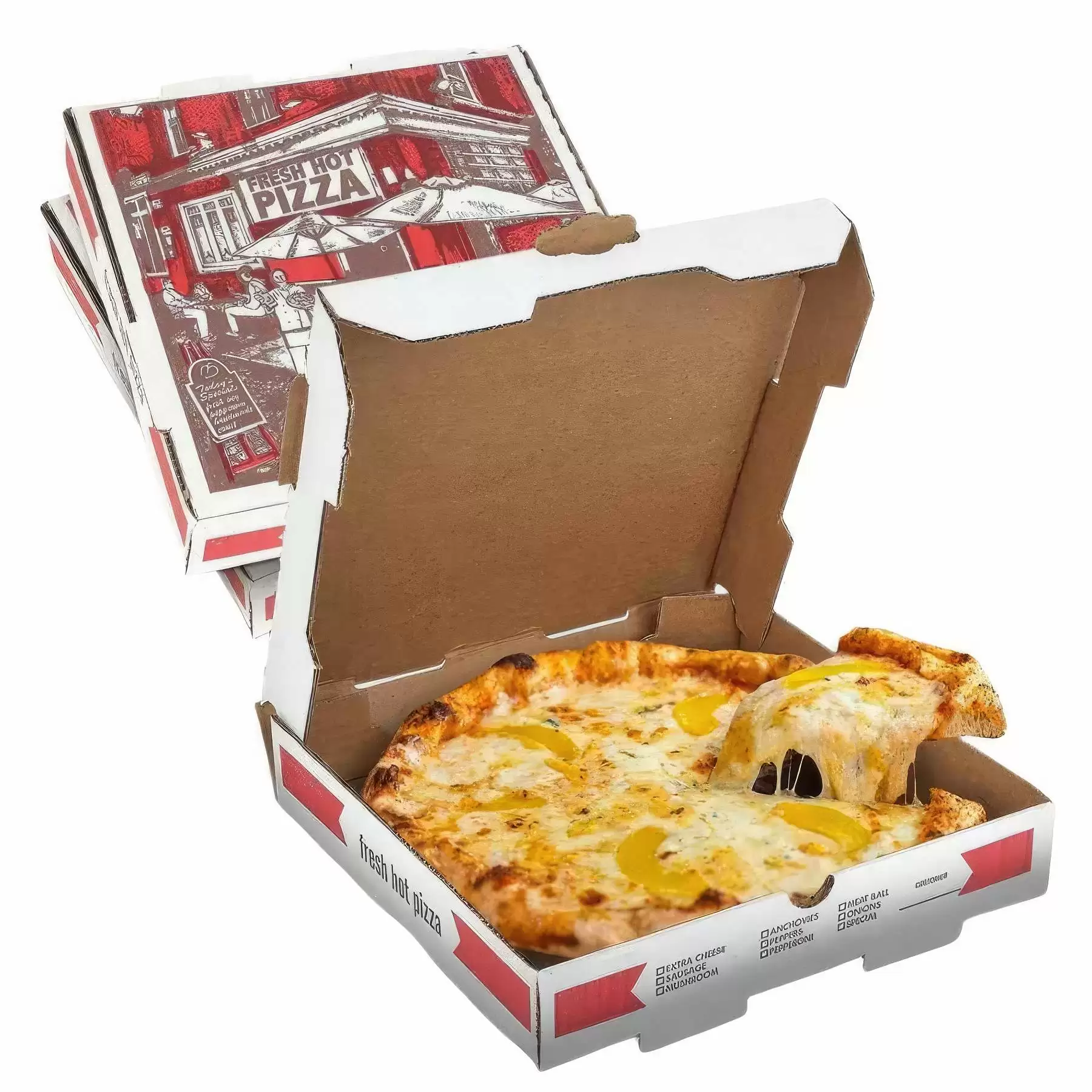 Custom White Delivery Containers Pizza Box - Image 2