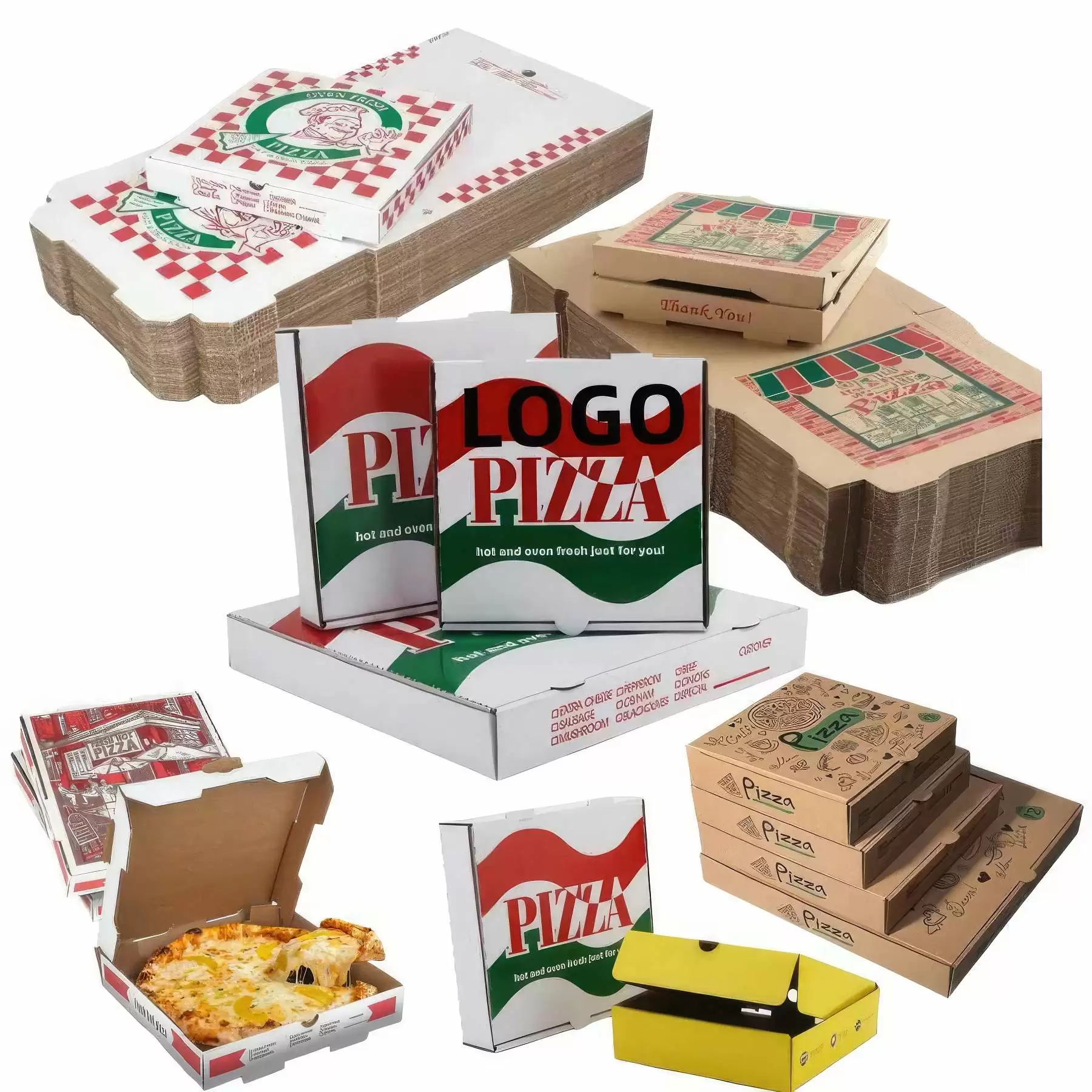 Custom White Delivery Containers Pizza Box