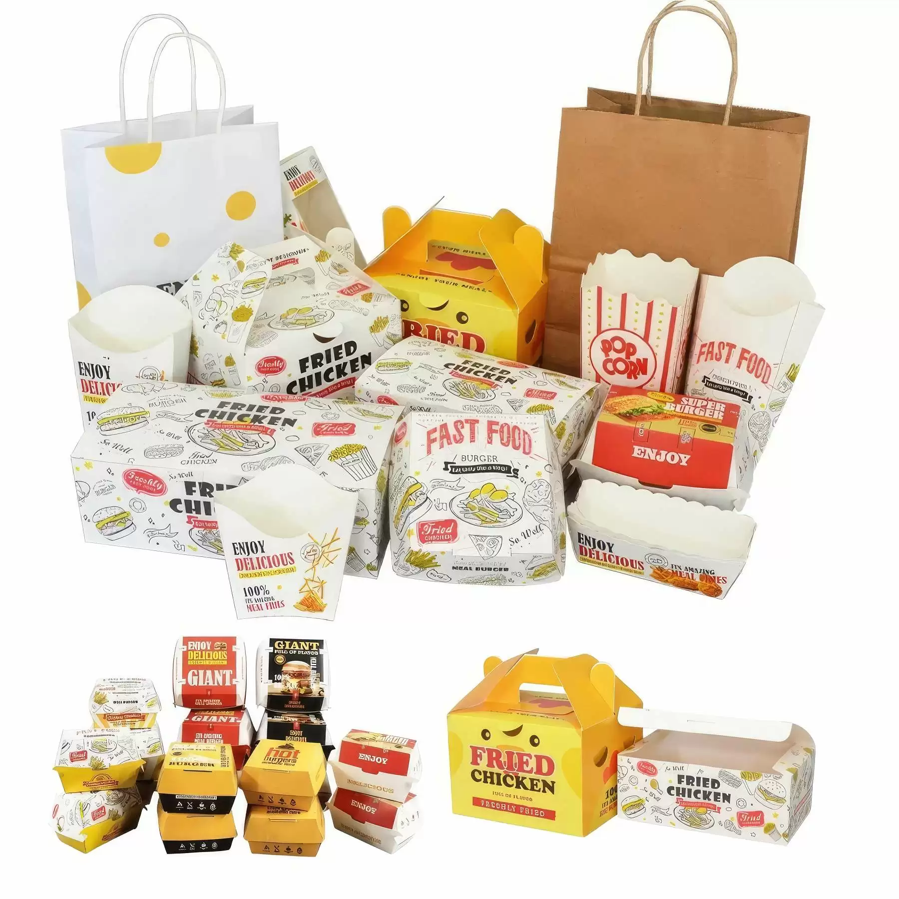 Custom Printed Fast Food Takeout Packaging Paper Boxes