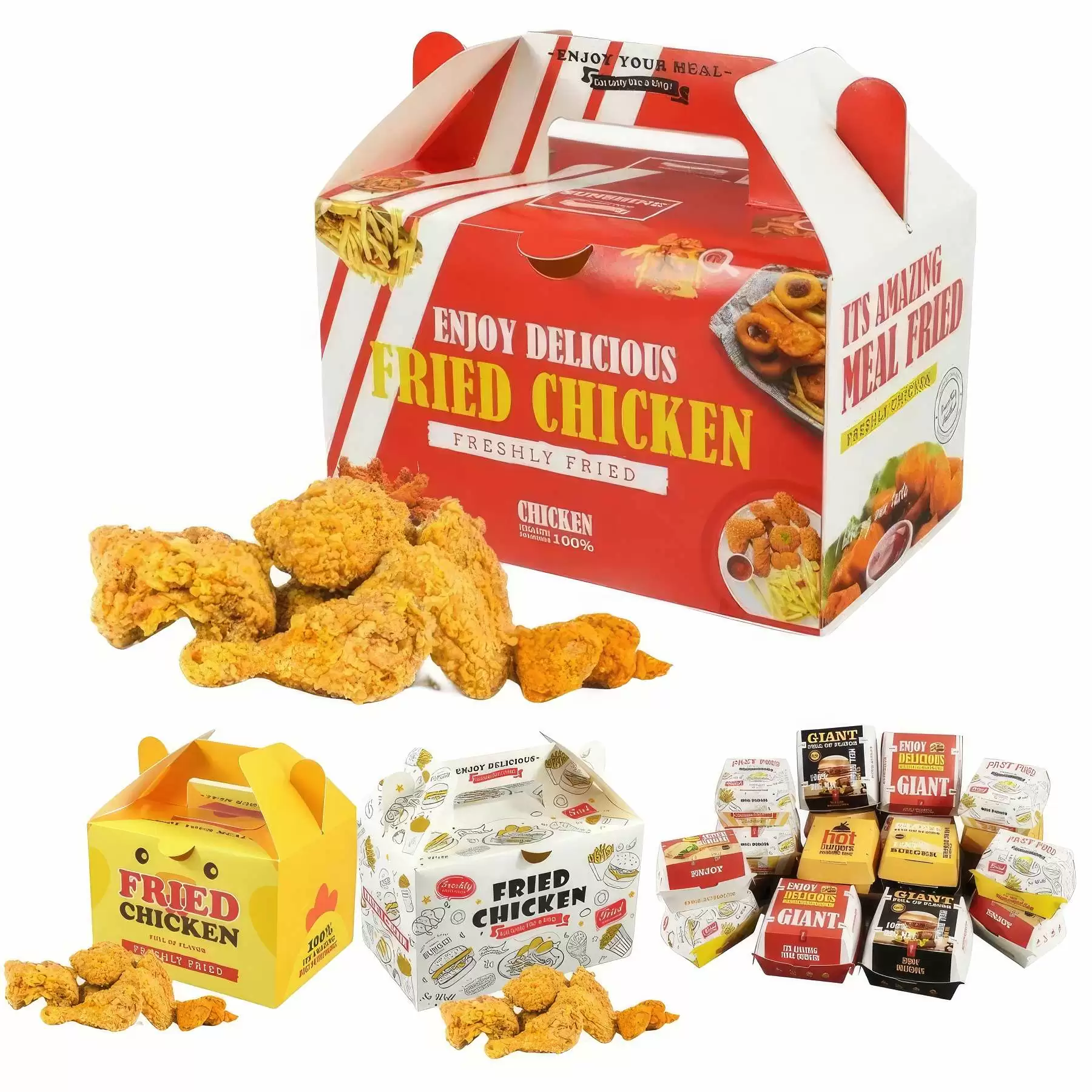Custom Printed Fried Chicken Bucket Paper Box Container