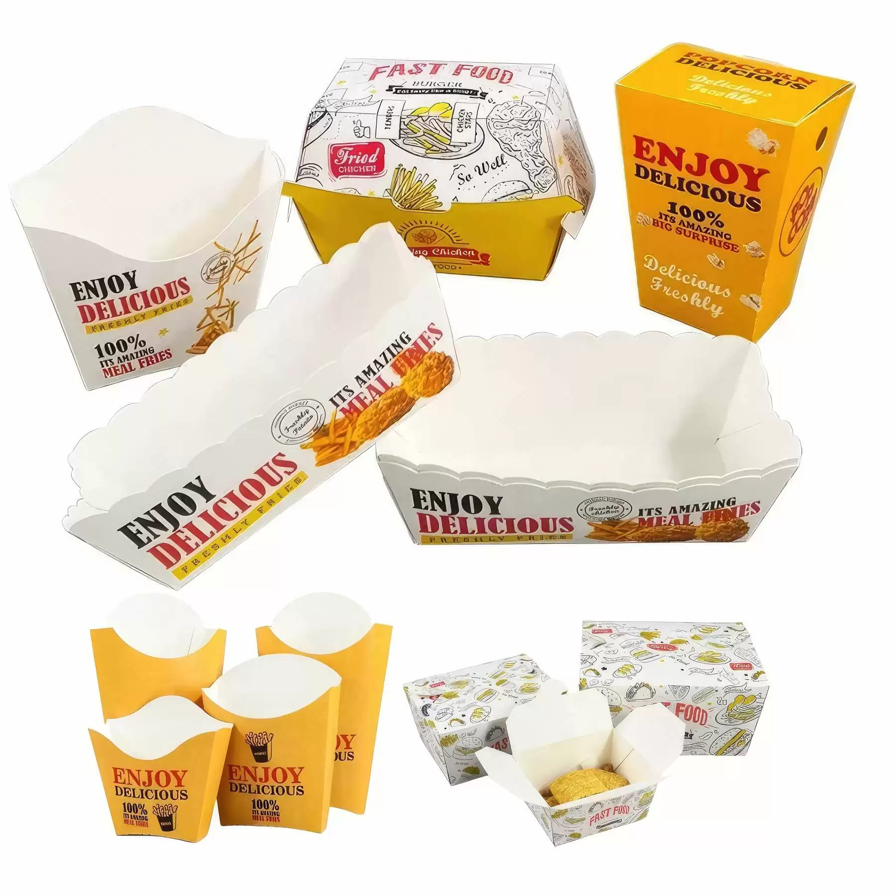 Custom Printed French Fries Paper Boxes