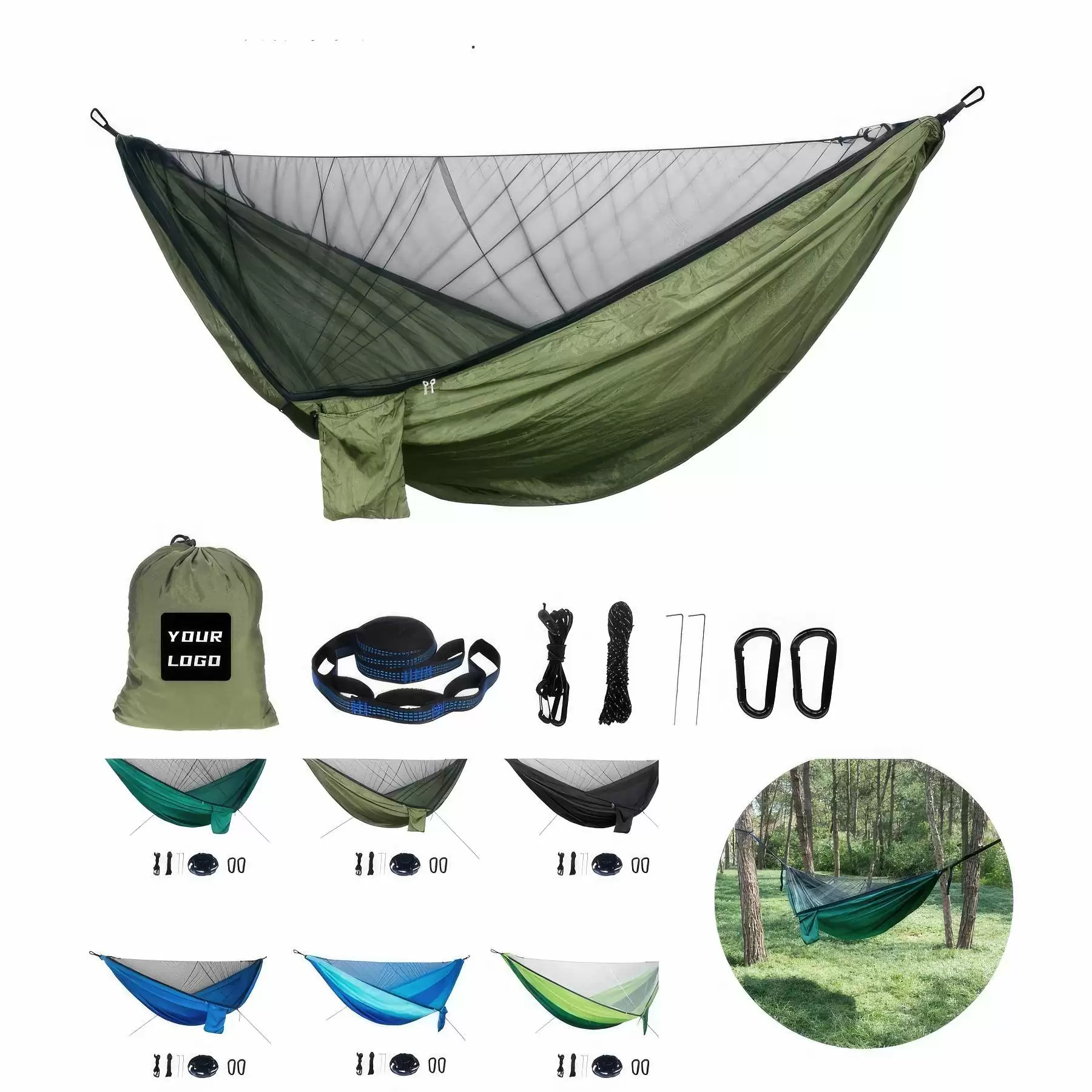 Portable Single Camping Hammock with Anti-Mosquito Net