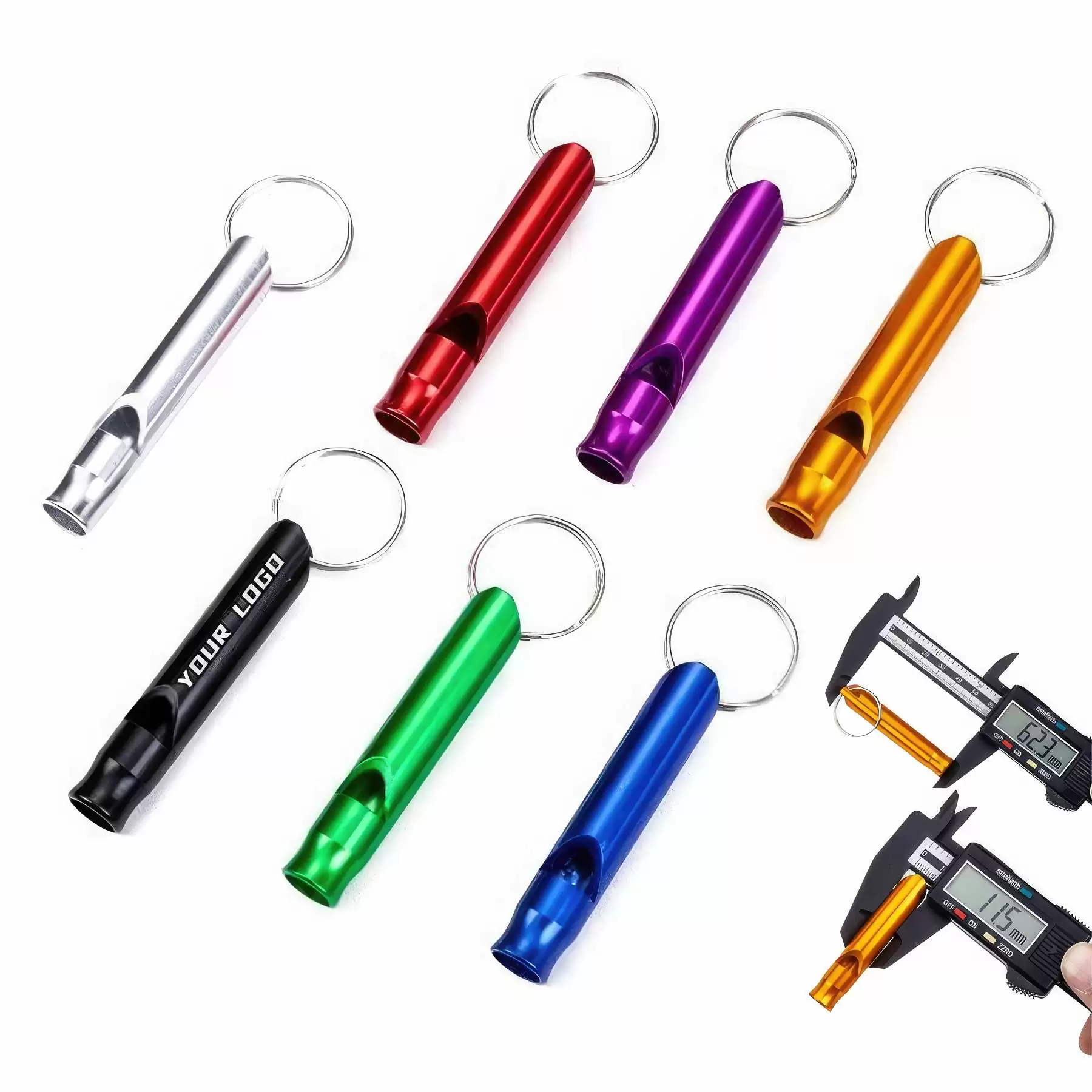 Large Aluminum Alloy Whistle with Key Ring