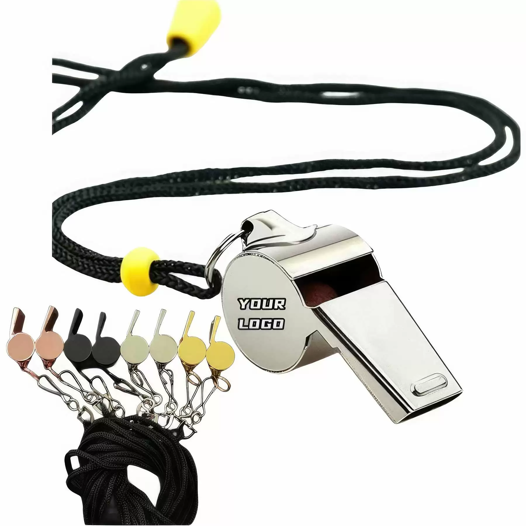 Stainless Steel Whistles with Lanyard