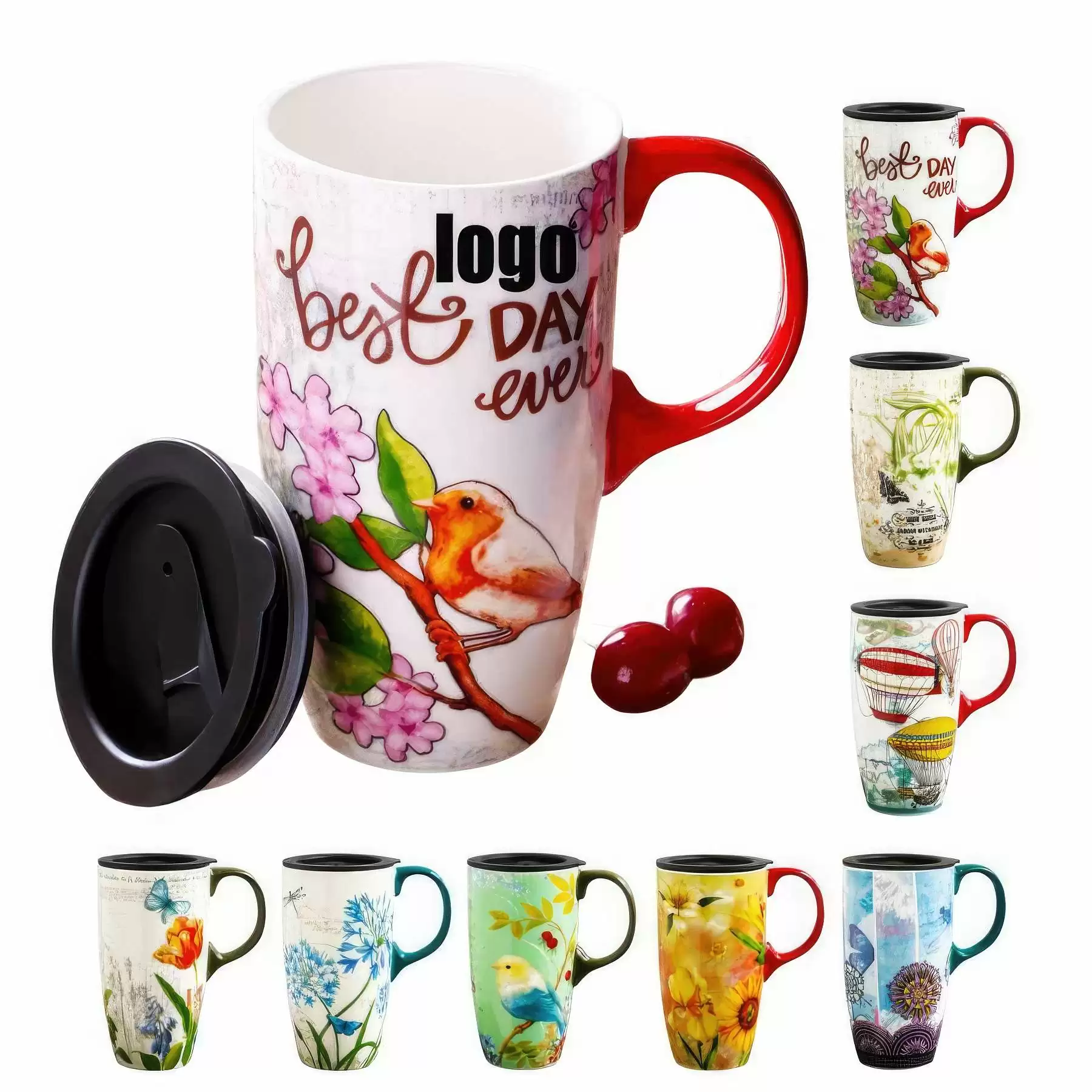 Large Capacity Ceramic Mug With Lid