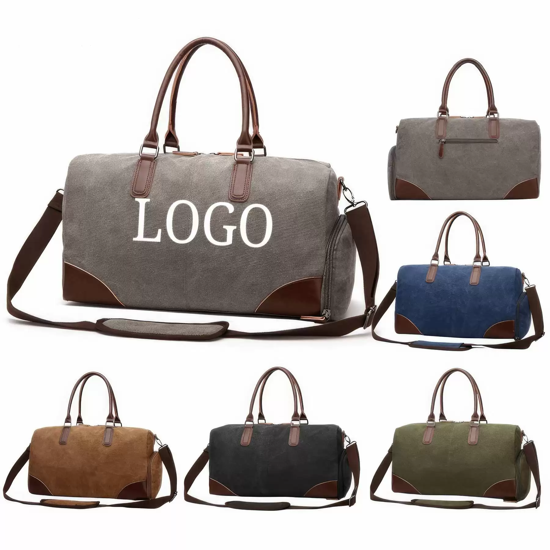 Canvas Travel Tote Bag Fitness Strap Shoe Compartment Design