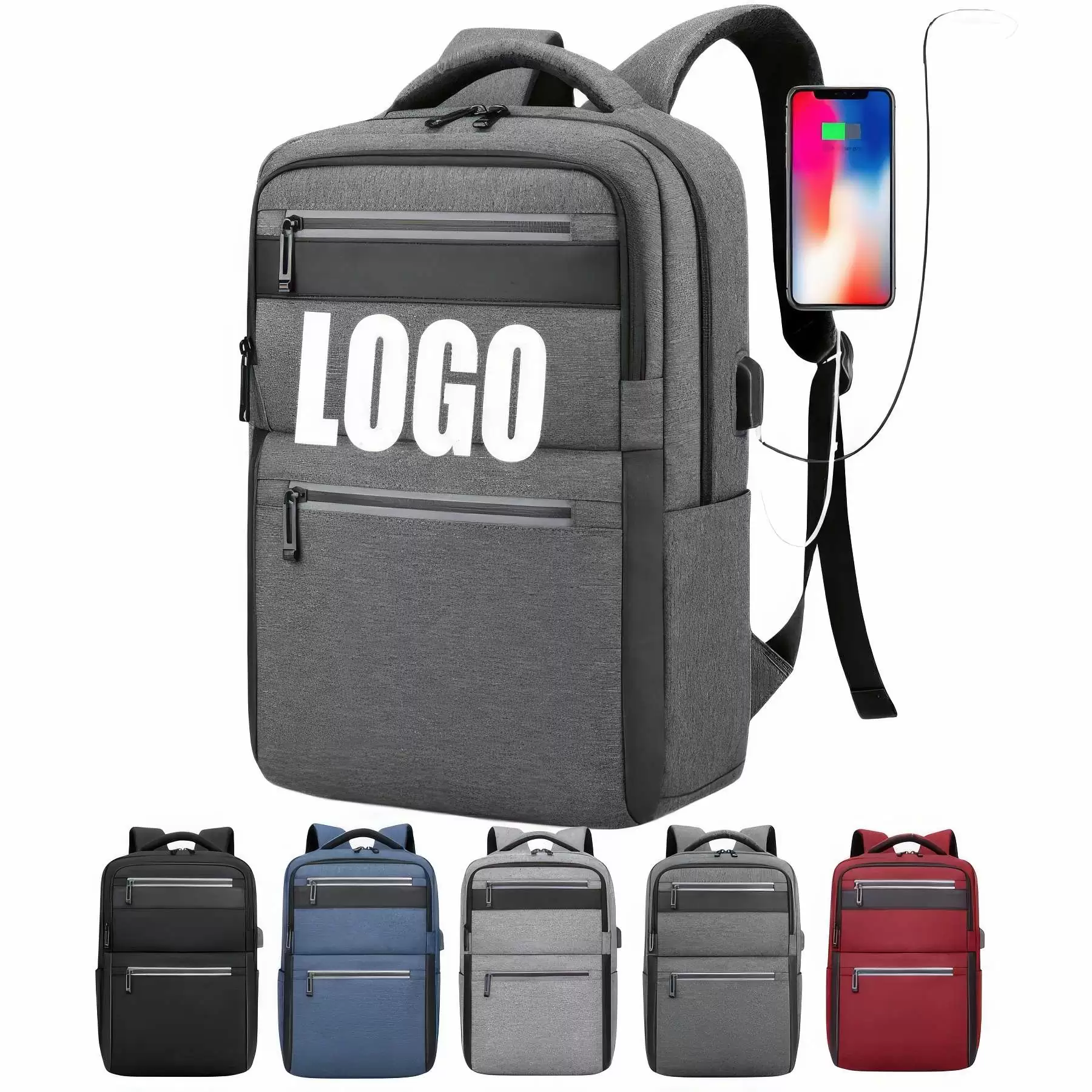 Customizable Commuter Backpacks for Men with USB Port