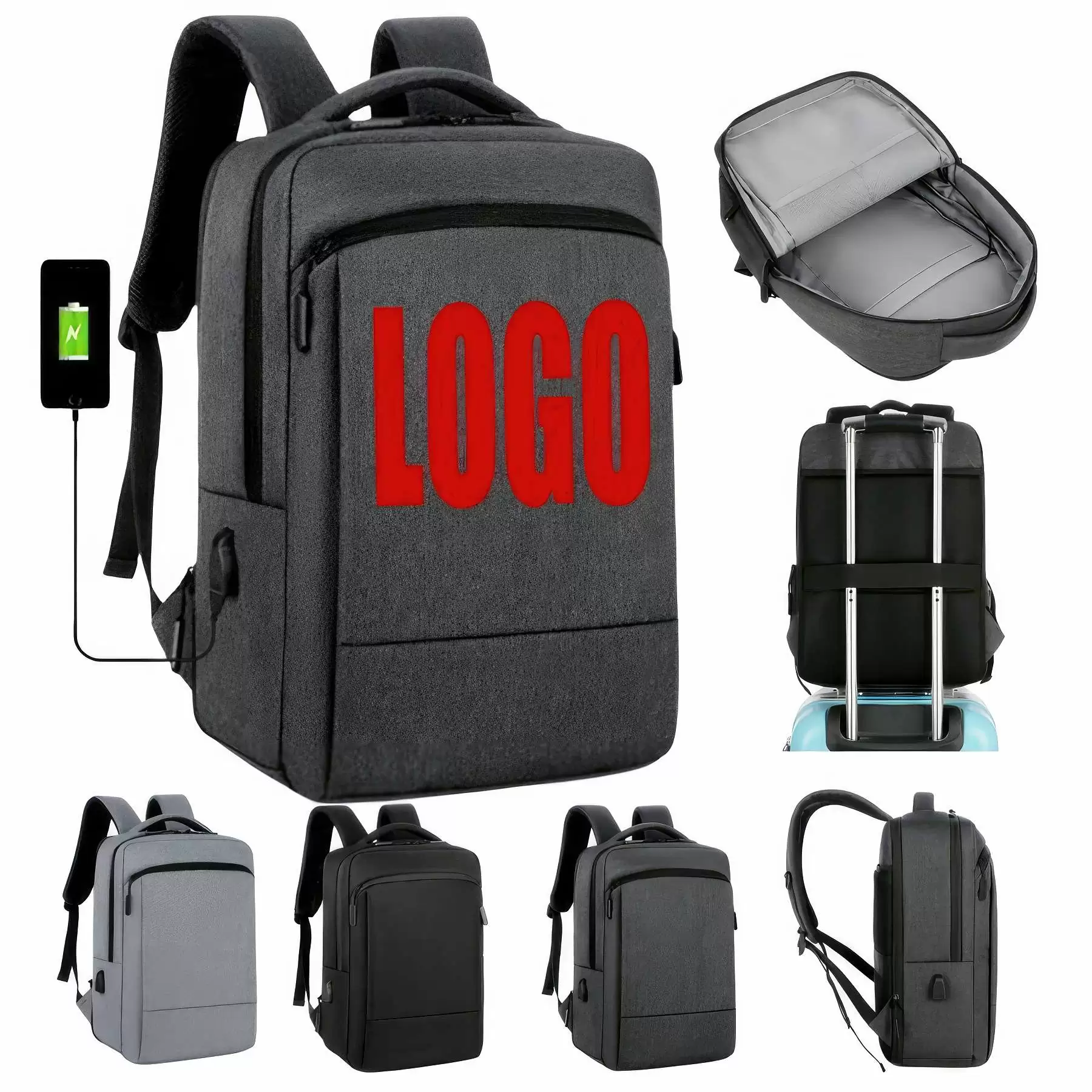 Custom Expandable Backpacks with USB Charging Port