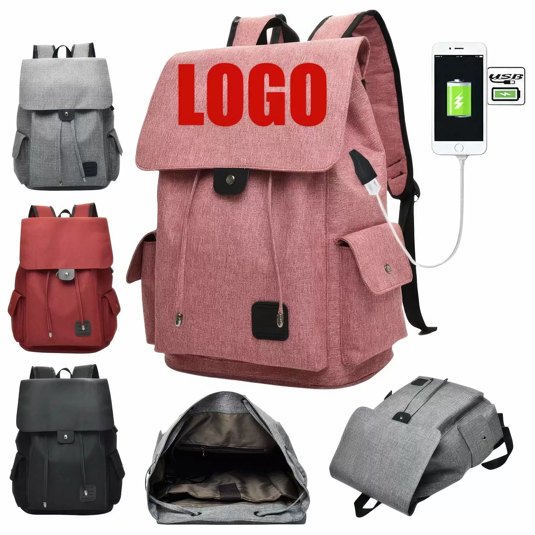 Custom Travel Backpacks with USB Charging Port