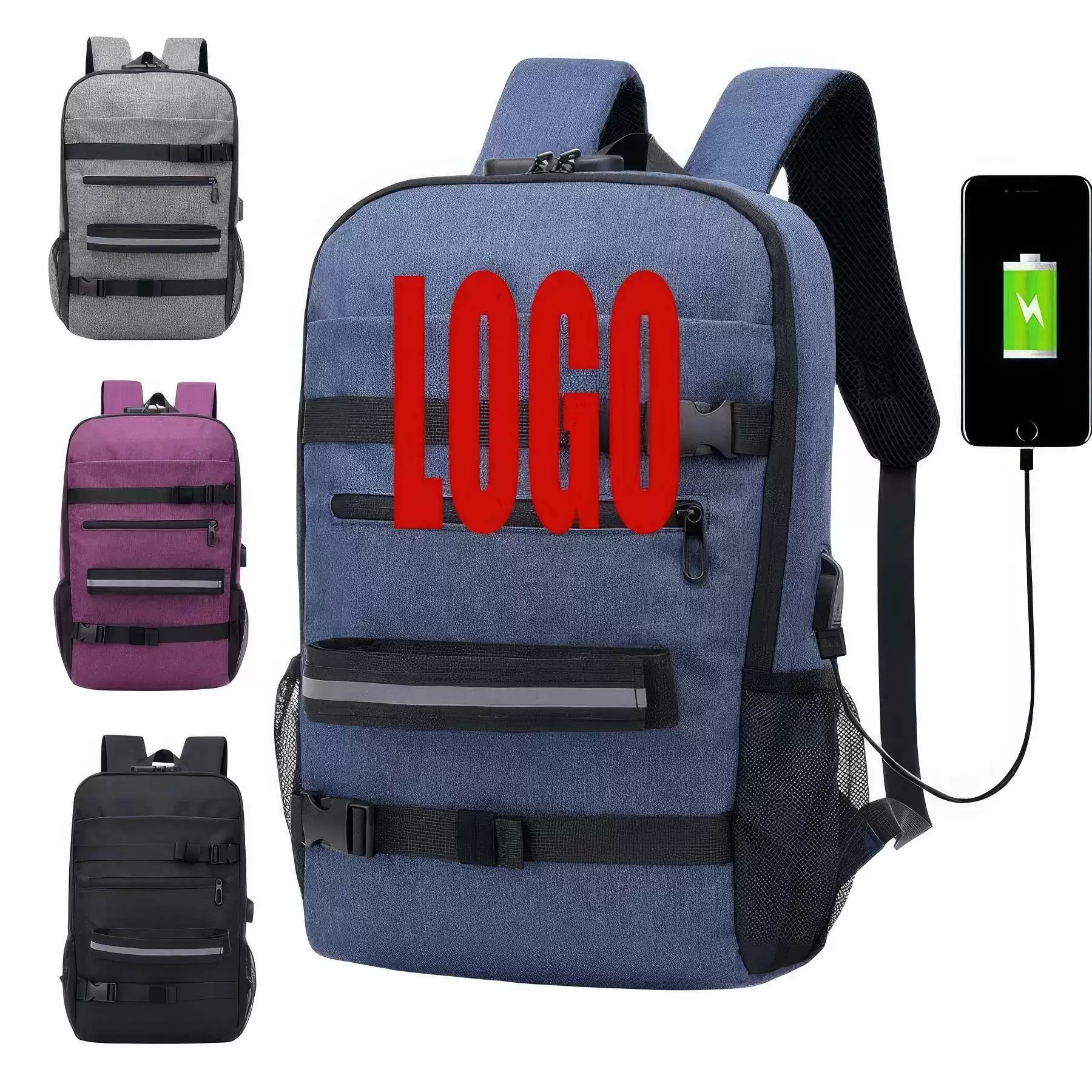 Customized Travel Skateboard Backpacks with USB Port