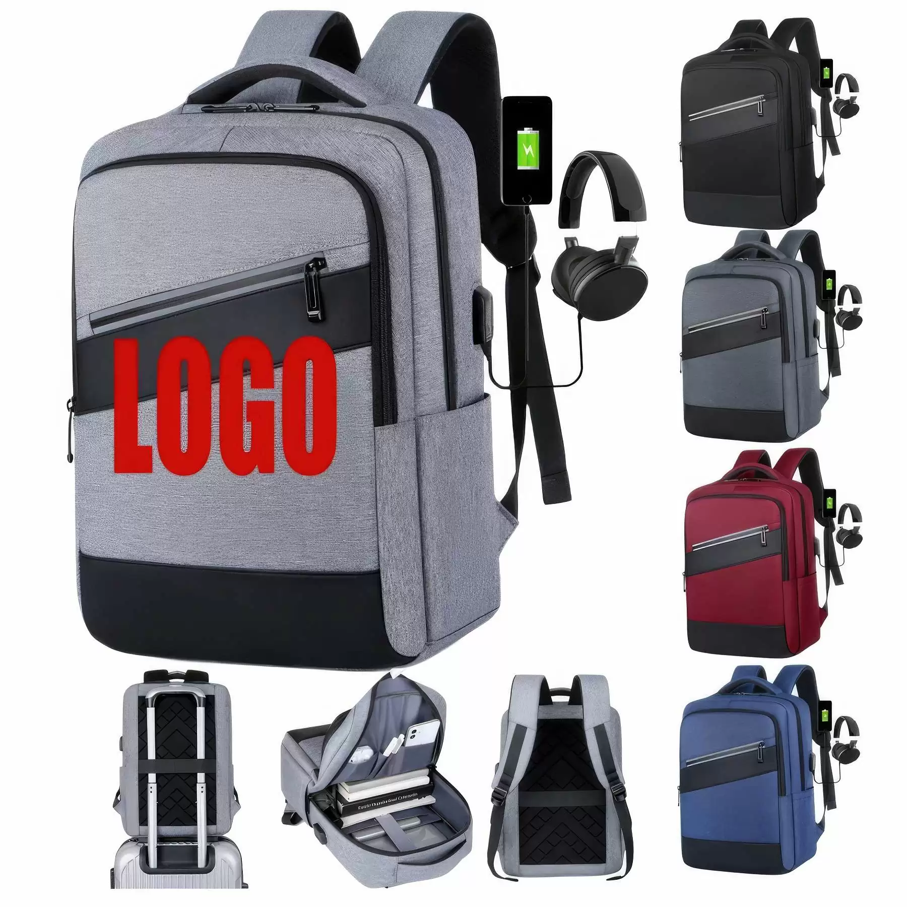 Customized Simple Casual Backpacks with USB Port