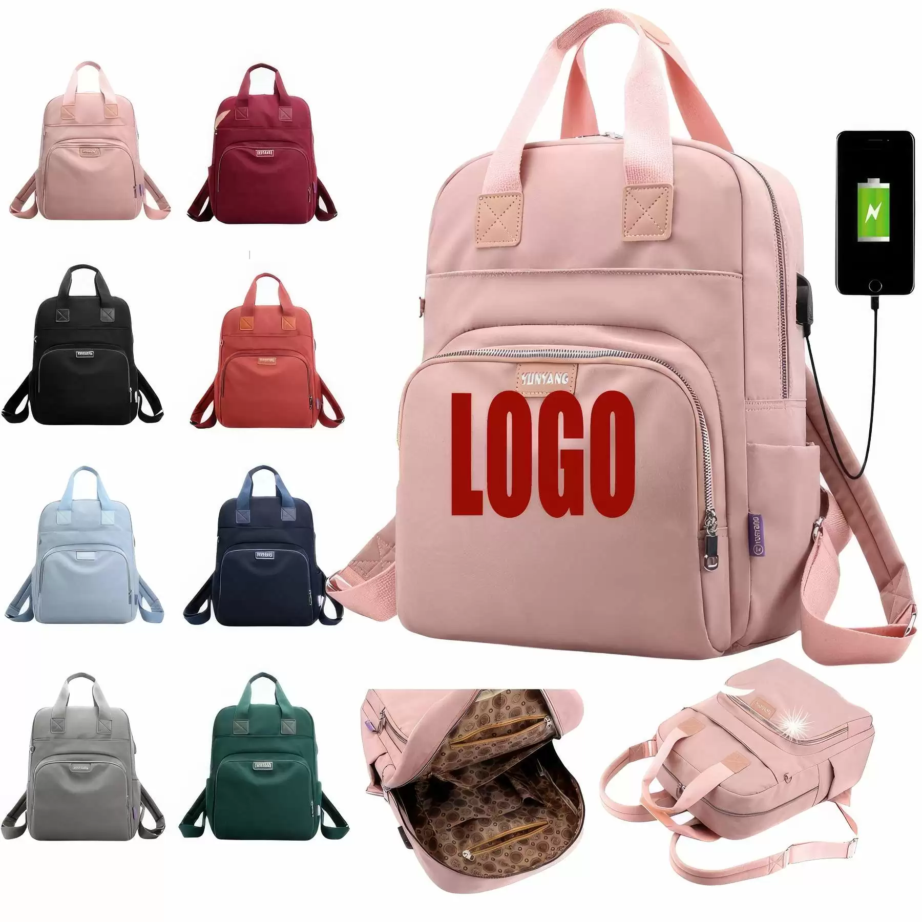 Customized Women's Backpacks with USB Charging Port