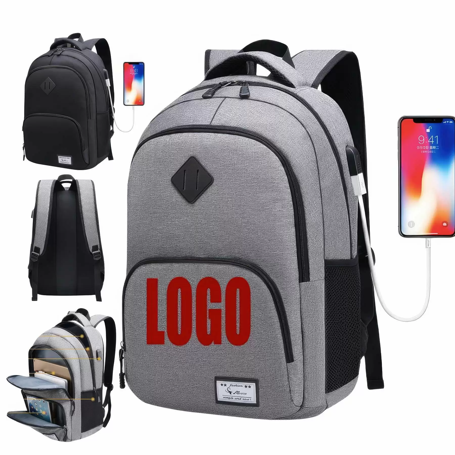 Men's Leisure Travel Backpacks with USB Port
