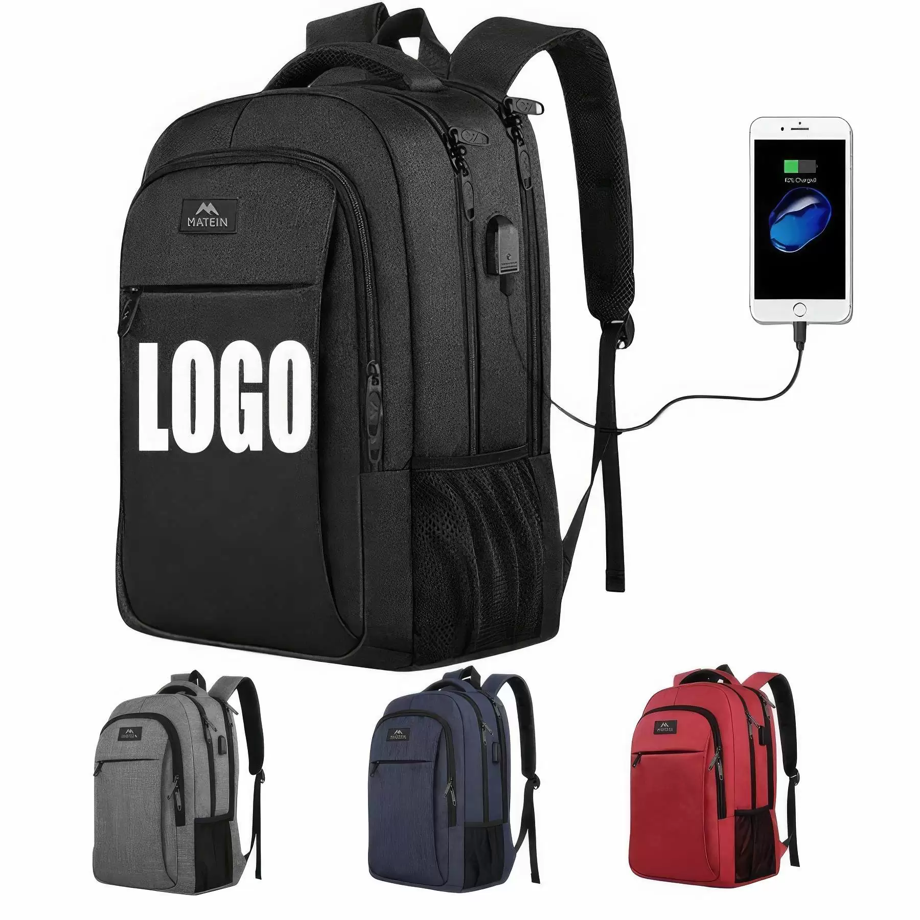 Custom  Men Anti-theft Backpacks with USB Port