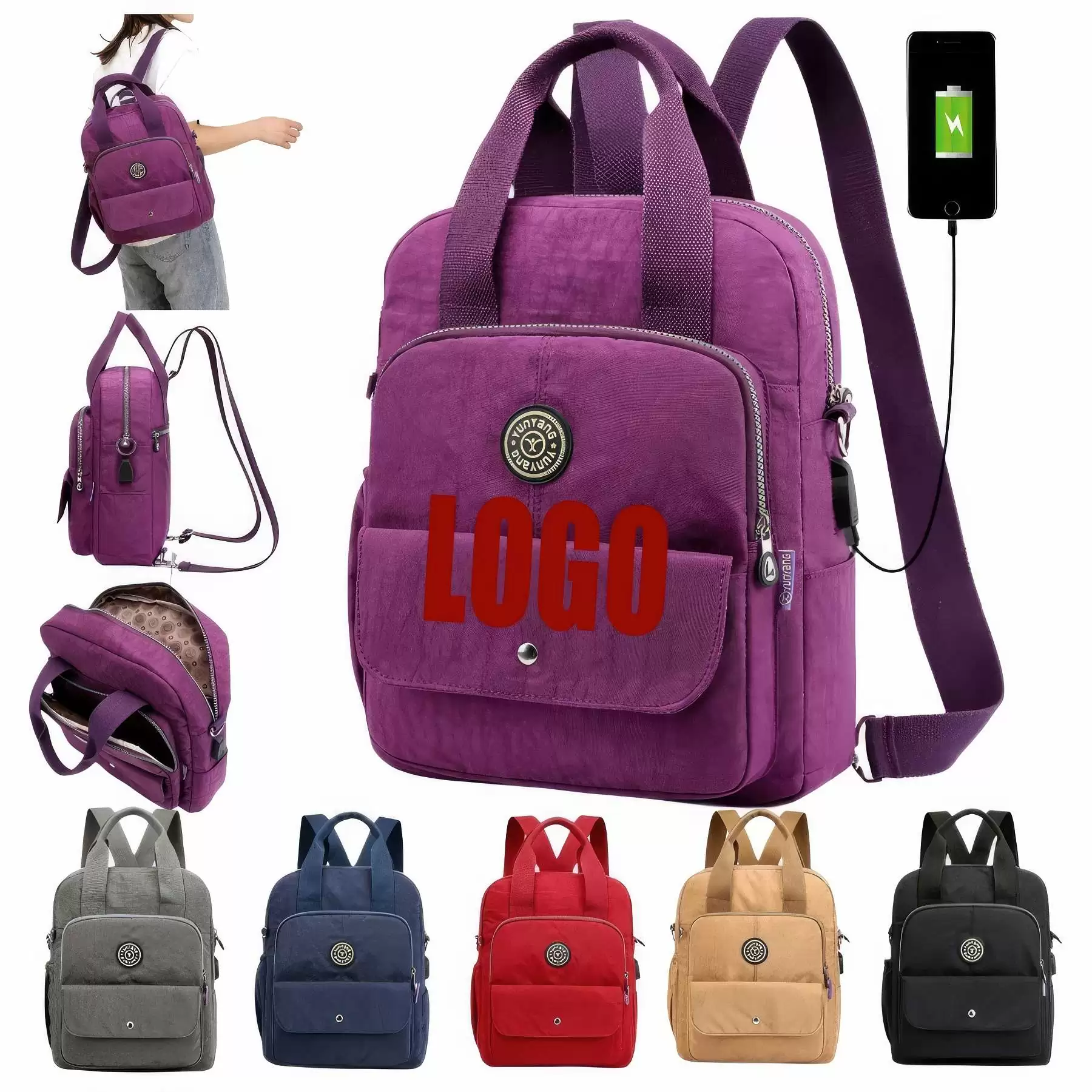 Multifunctional Women's Leisure Backpacks with Usb Port