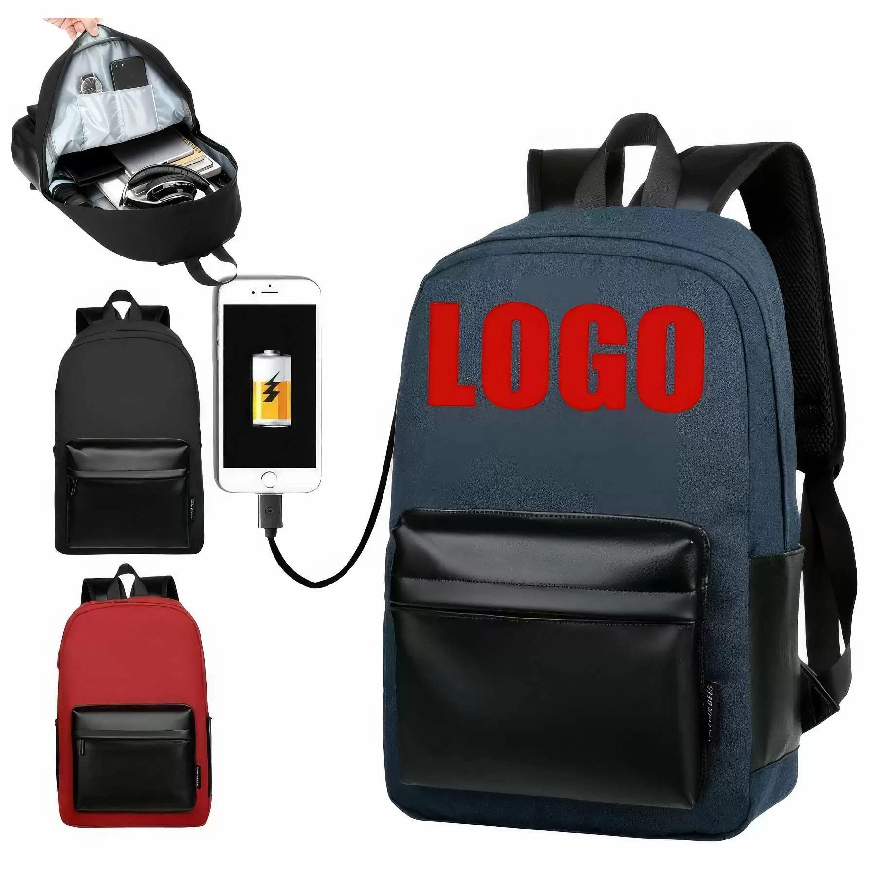 Customized  Computer Backpacks with USB Charging Port