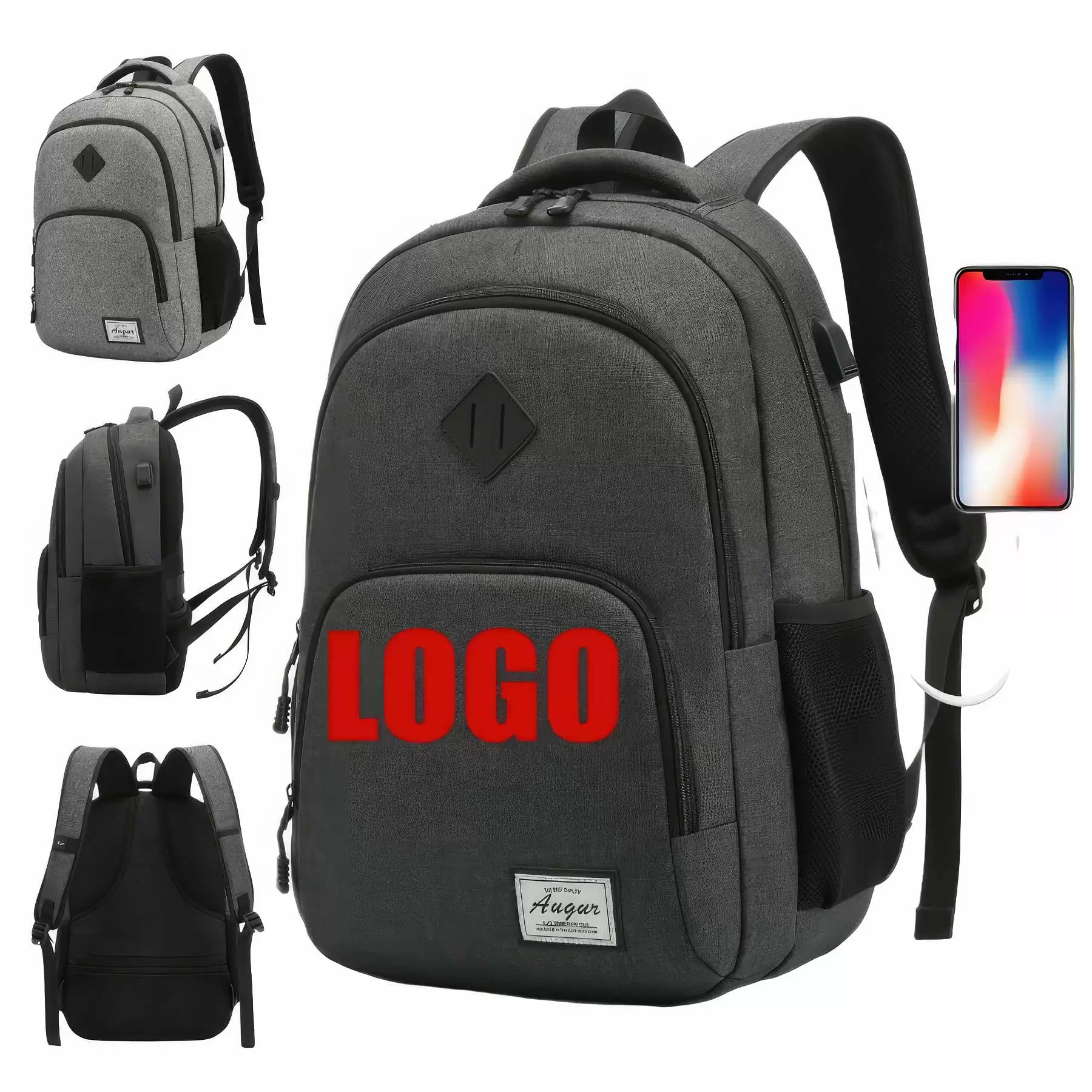 Customized Simple Computer Backpacks with USB Charging Port
