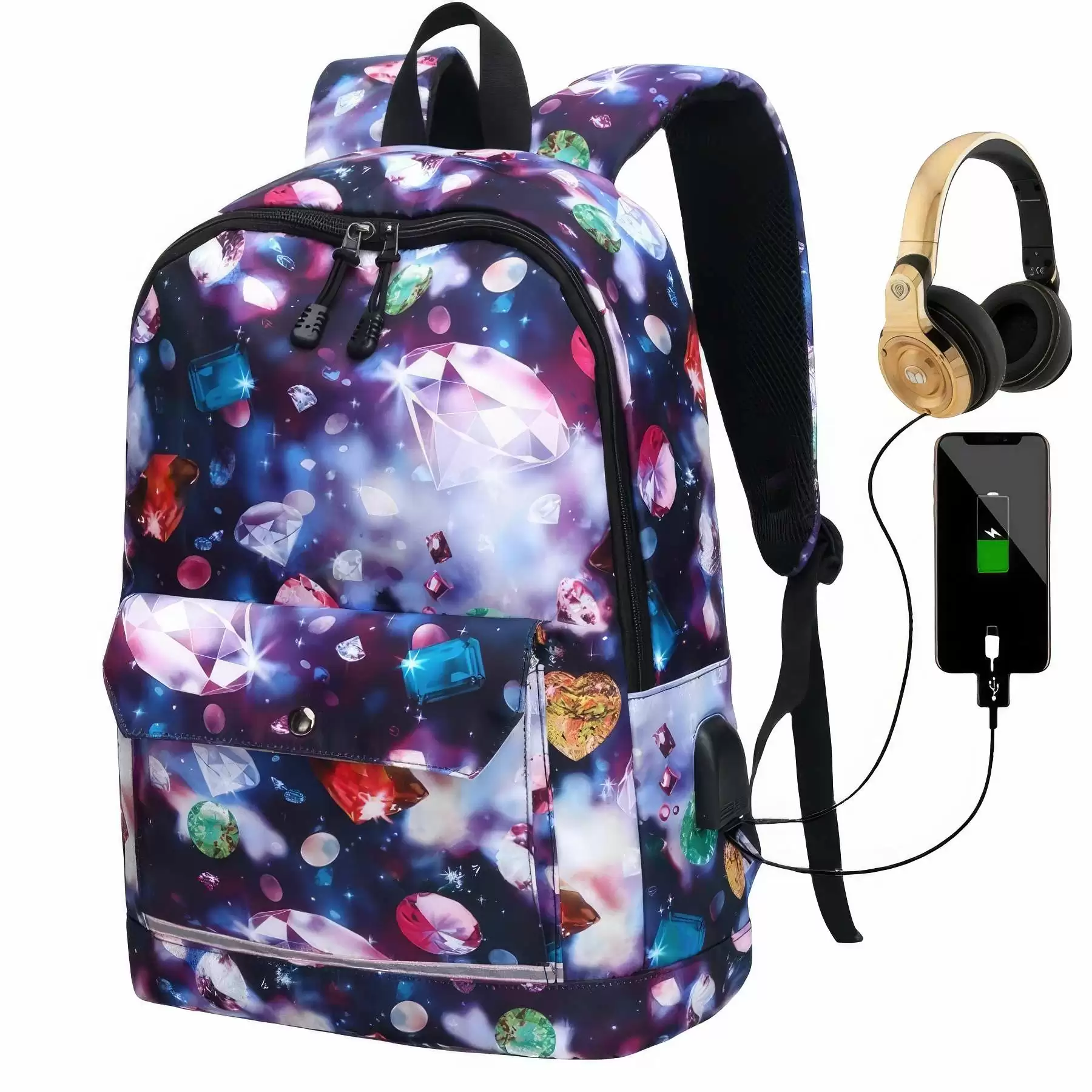 Customed Starry Backpacks  with USB Charging Port - Image 2