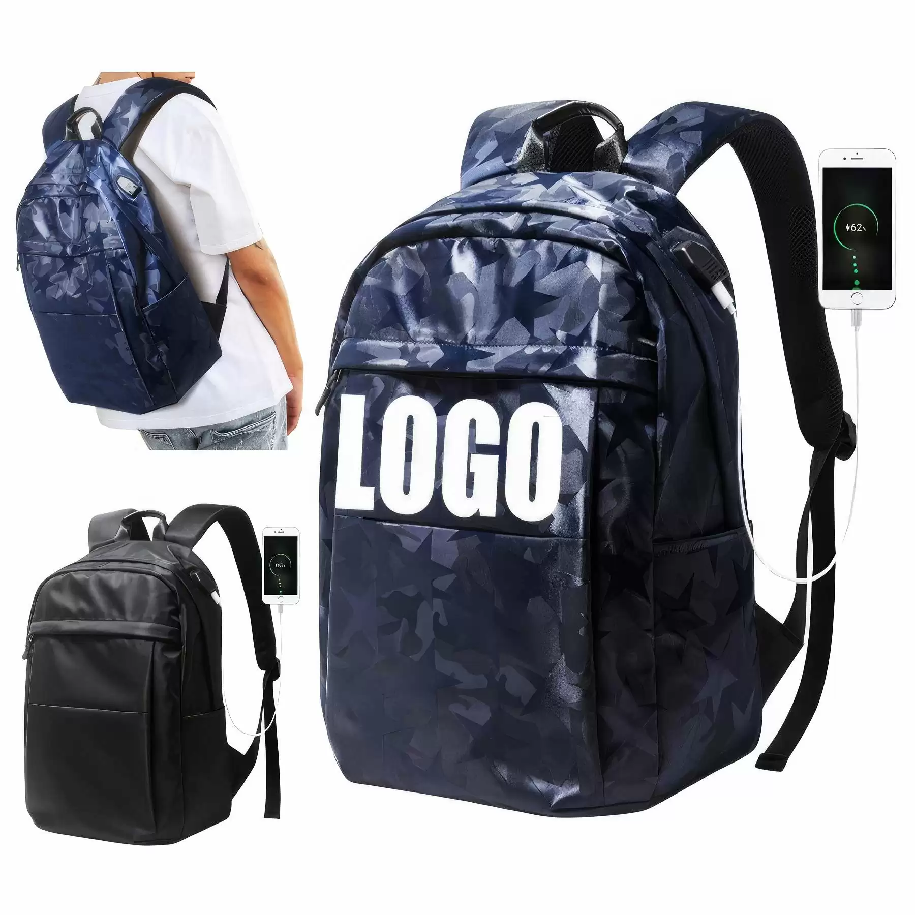 Simple Travel Laptops Backpacks With USB Charging Port