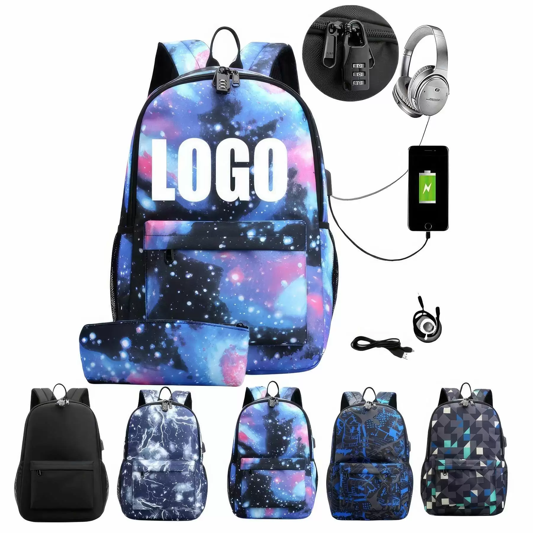 Custom Two-piece Laptops Backpacks with USB Charging Port