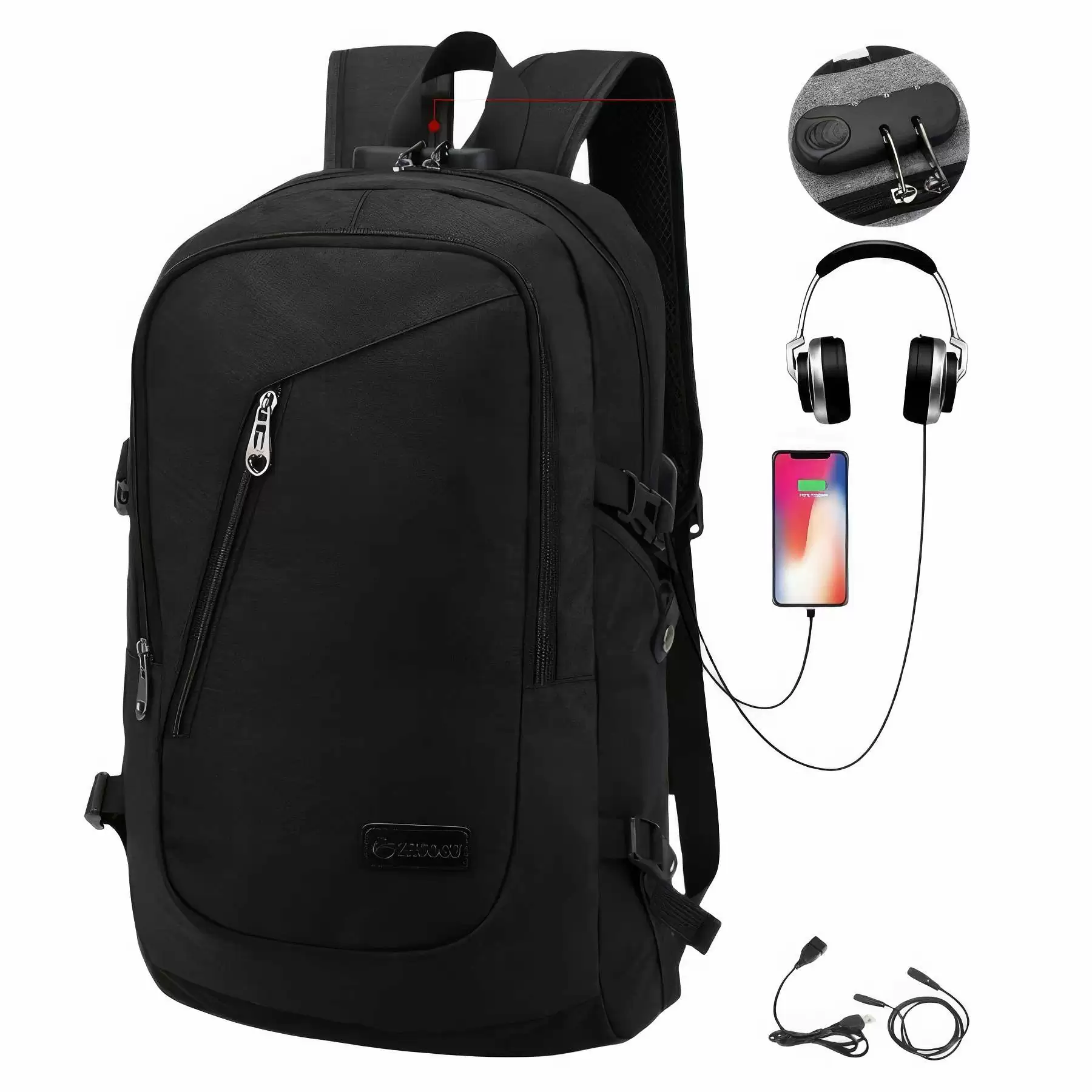 Custom Travel Anti-theftLaptops Backpacks with USB Port - Image 2