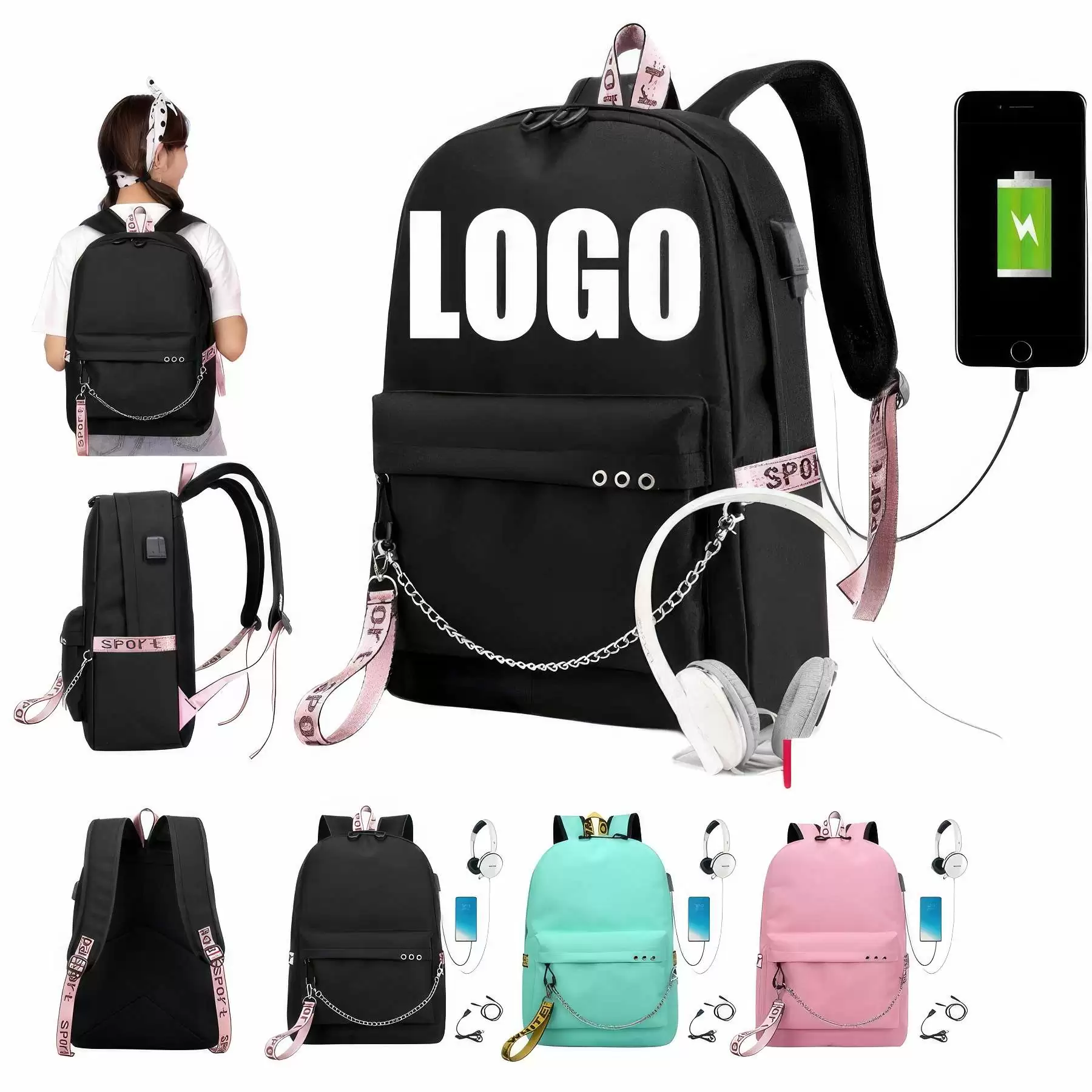 Custom Travel Laptops Backpacks with USB  Port