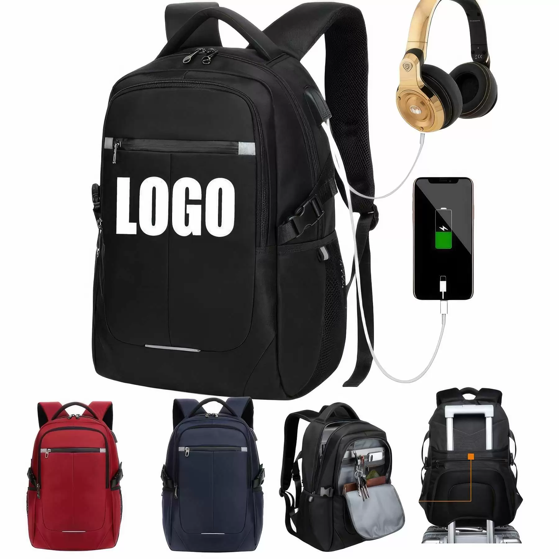Custom Travel And Leisure Laptops Backpacks with USB Port